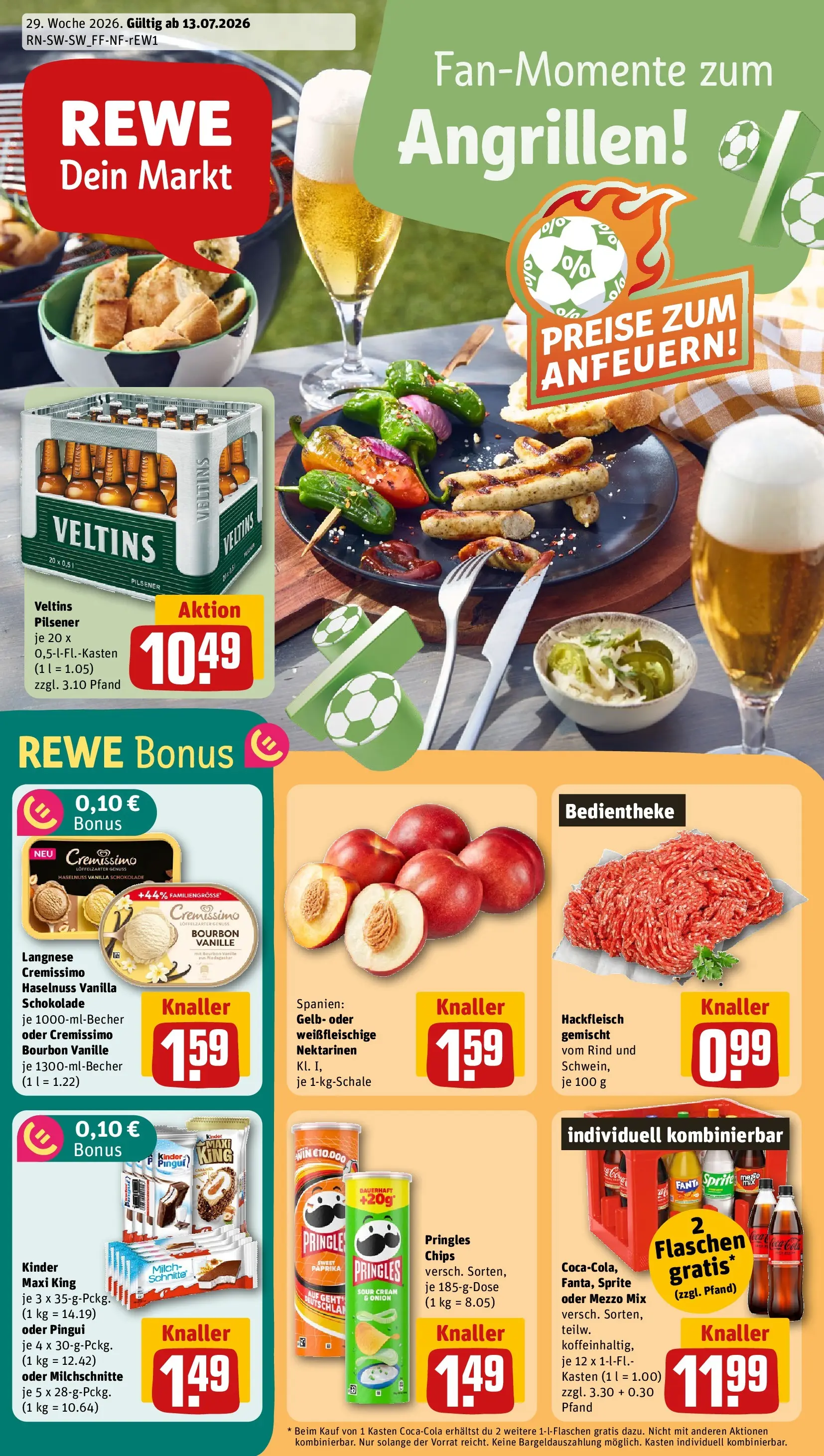 REWE Prospekt ab 12.07.2026 zum Blättern » Angebote | Seite: 1 | Produkte: Langnese, Cremissimo, Mezzo mix, Schokolade