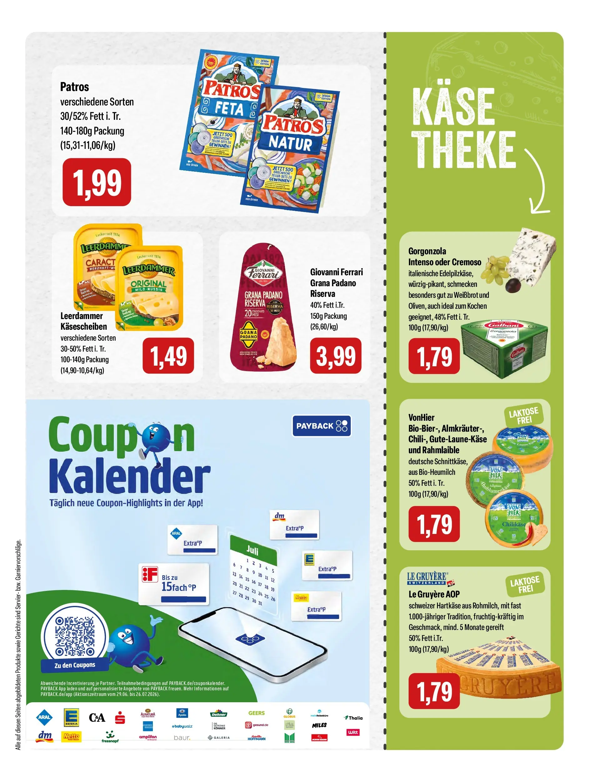 Feneberg Aktuelle Angebote (ab 16.07.2026) zum Blättern | Seite: 7 | Produkte: Feta, Käse, Patros, Leerdammer
