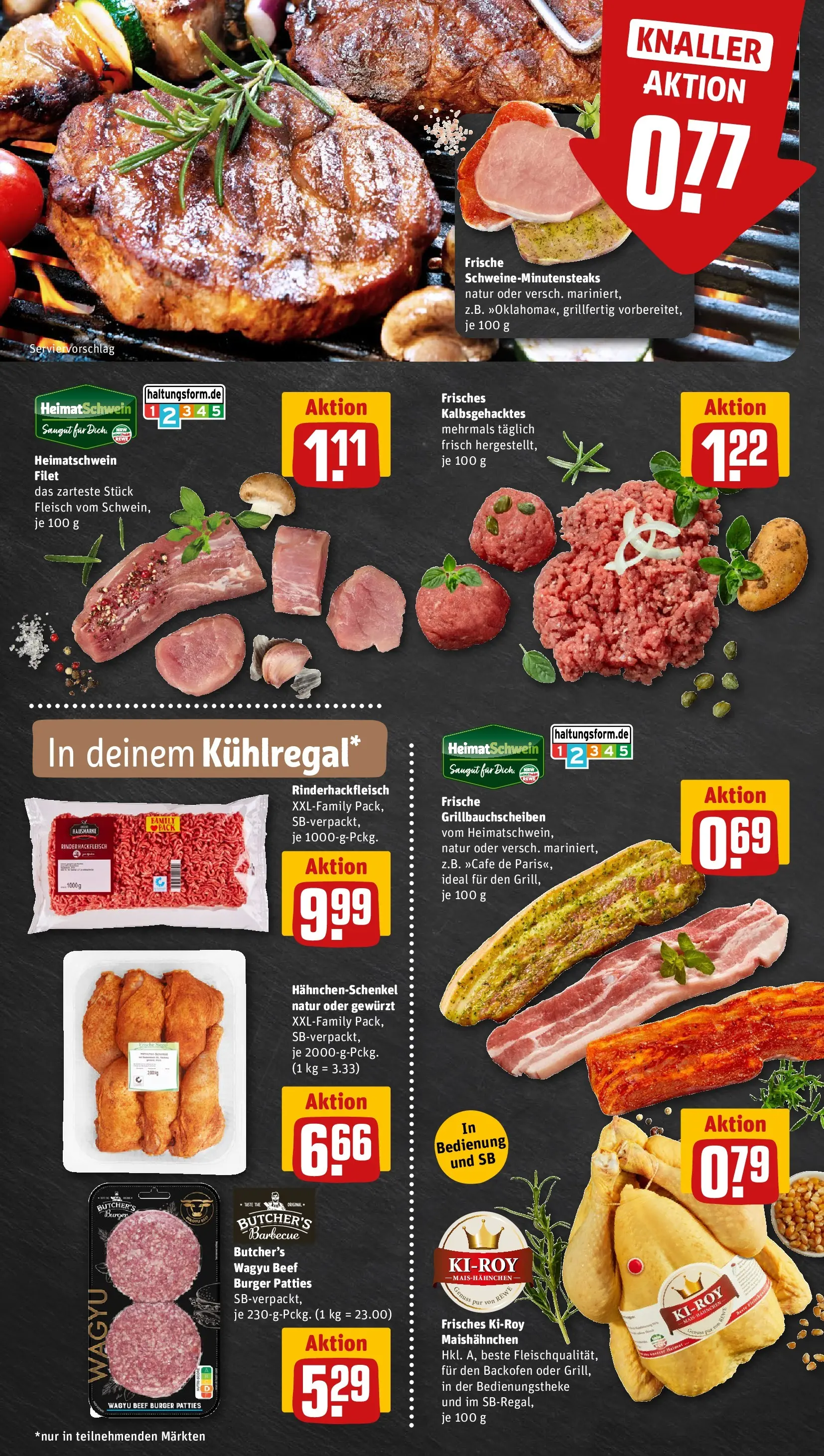REWE Prospekt ab 13.07.2026 zum Blättern » Angebote | Seite: 6 | Produkte: Hahnchenschenkel, Burger, Backofen, Fleisch