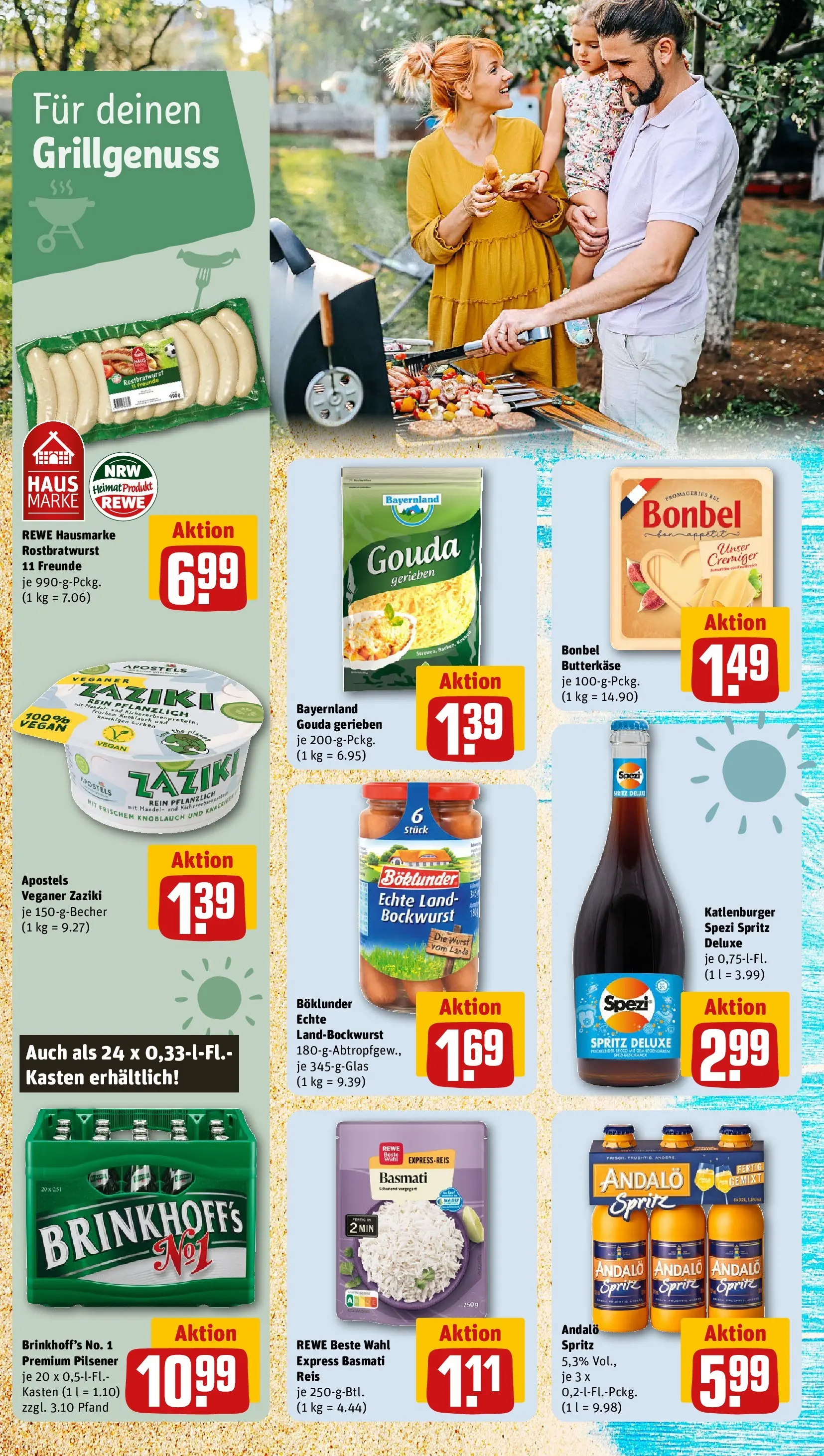 REWE Prospekt ab 13.07.2026 zum Blättern » Angebote | Seite: 16 | Produkte: Bockwurst, Sprite, Knoblauch, Reis