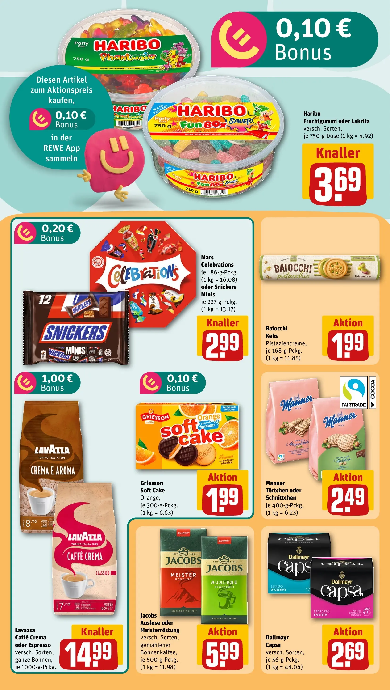 REWE Prospekt ab 13.07.2026 zum Blättern » Angebote | Seite: 23 | Produkte: Schokolade, Snickers, Mars, Dallmayr