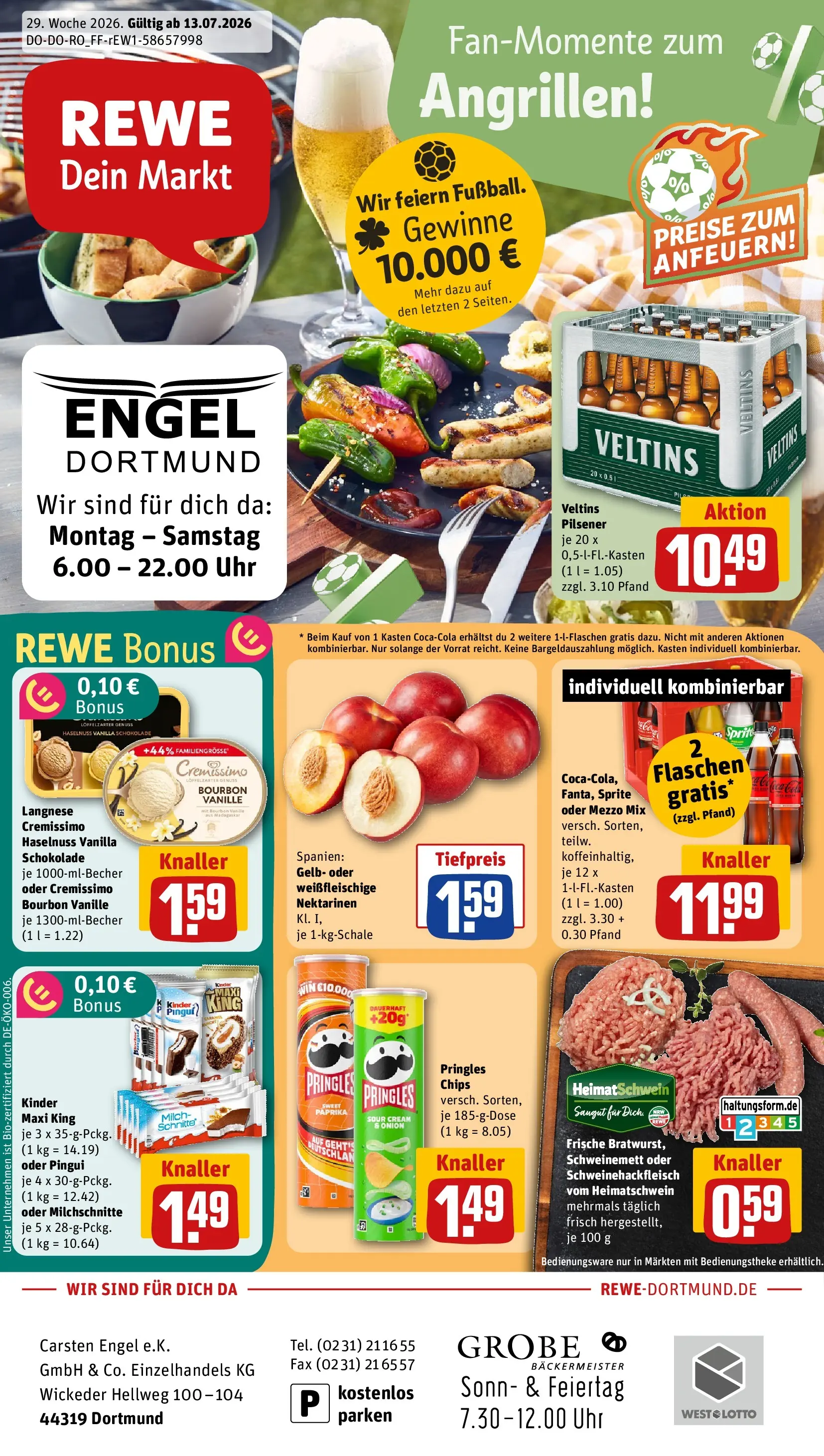 REWE Prospekt ab 13.07.2026 zum Blättern » Angebote | Seite: 1 | Produkte: Mezzo mix, Nektarinen, Schokolade, Chips