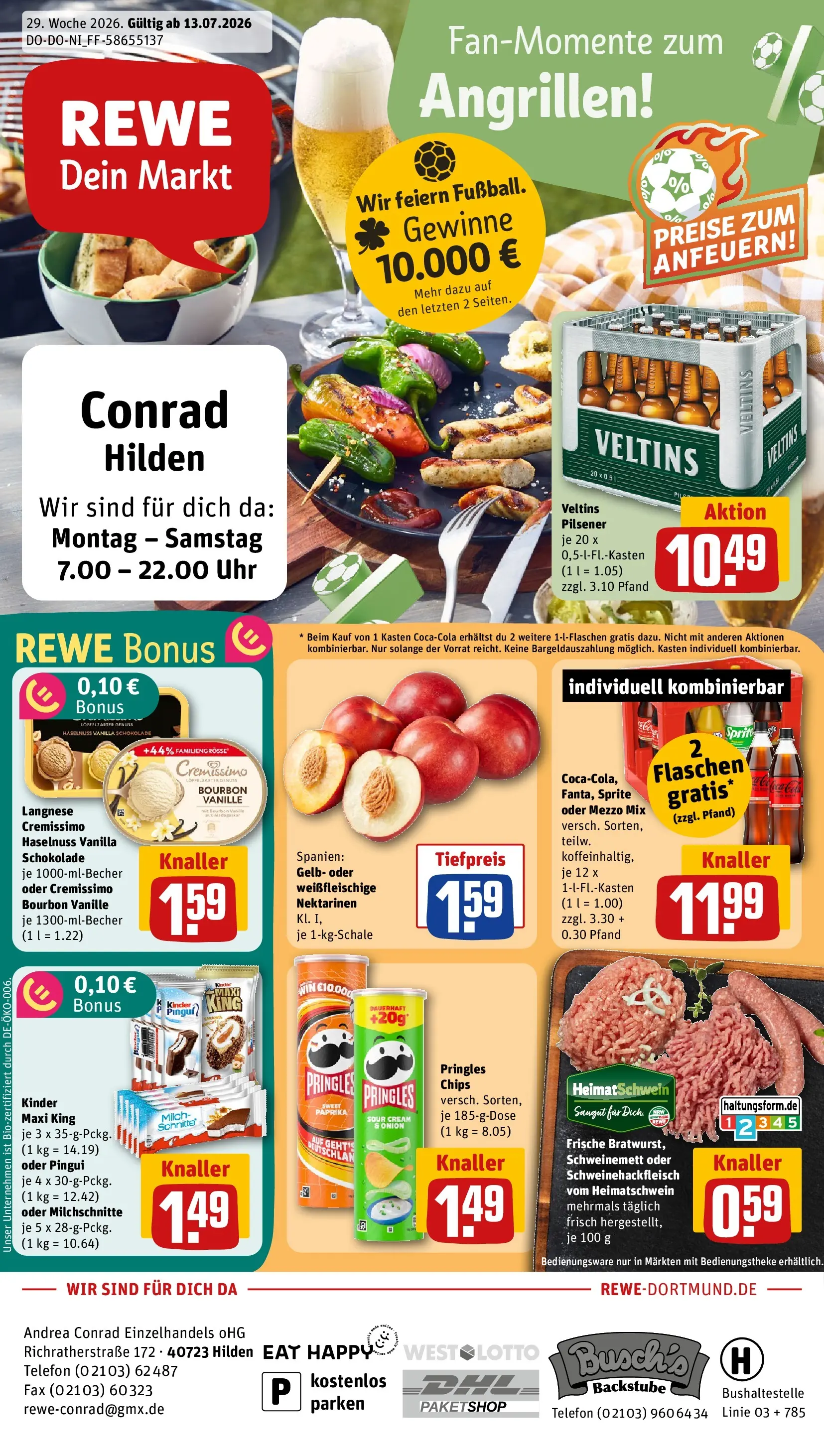 REWE Prospekt ab 13.07.2026 zum Blättern » Angebote | Seite: 1 | Produkte: Sprite, Milch, Bourbon, Veltins