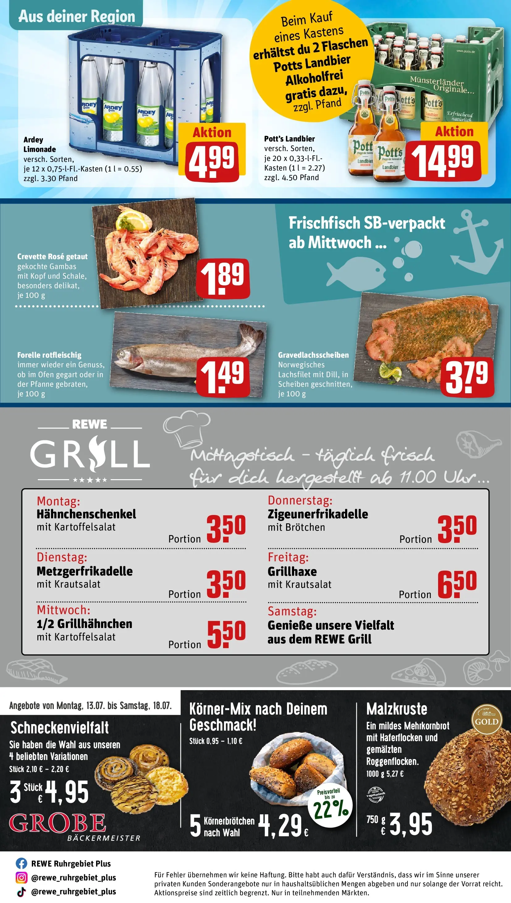 REWE Prospekt ab 13.07.2026 zum Blättern » Angebote | Seite: 28 | Produkte: Ofen, Grill, Hahnchenschenkel, Uhr