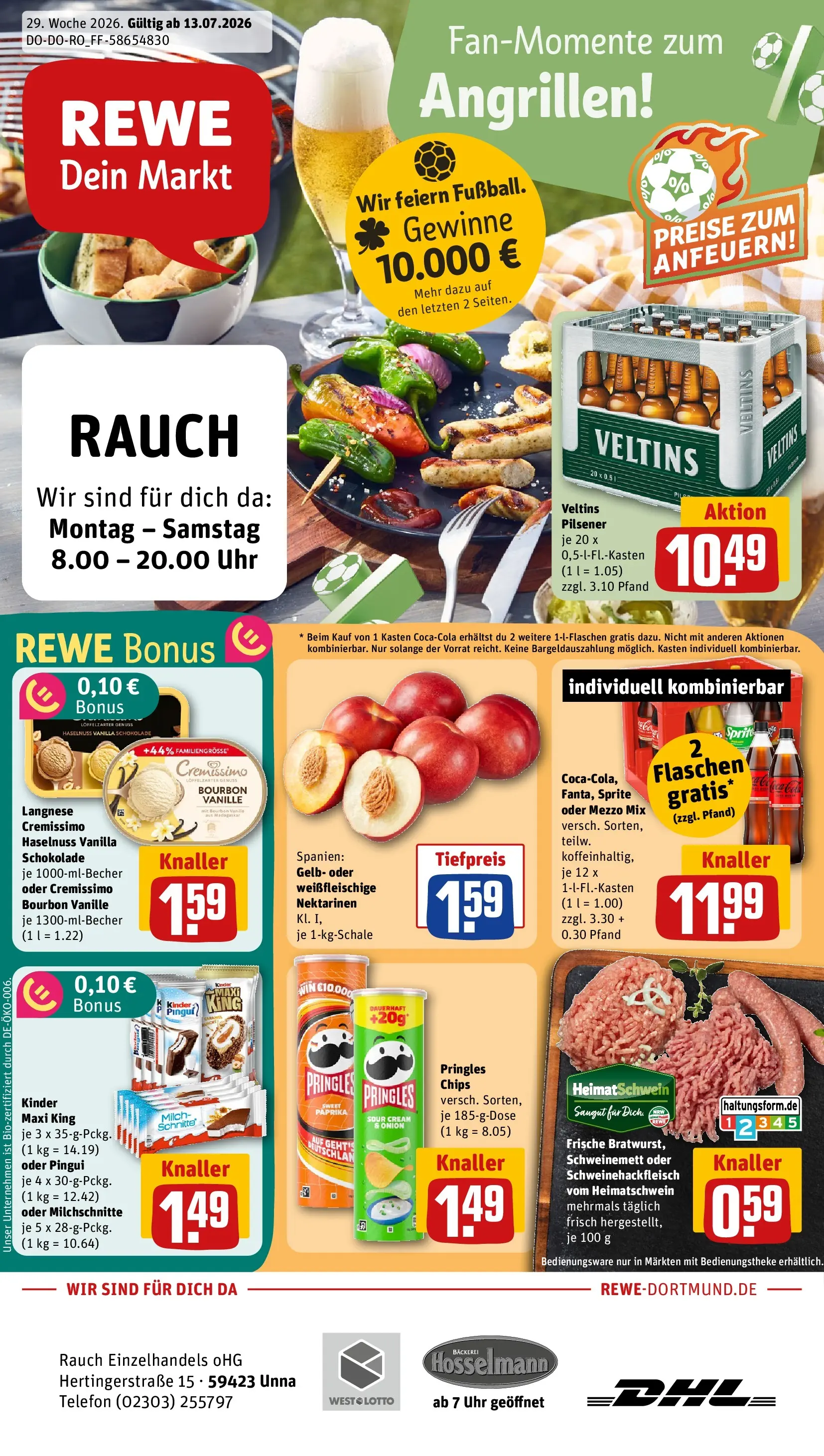REWE Prospekt ab 13.07.2026 zum Blättern » Angebote | Seite: 1 | Produkte: Bäckerei, Sprite, Paprika, Pringles