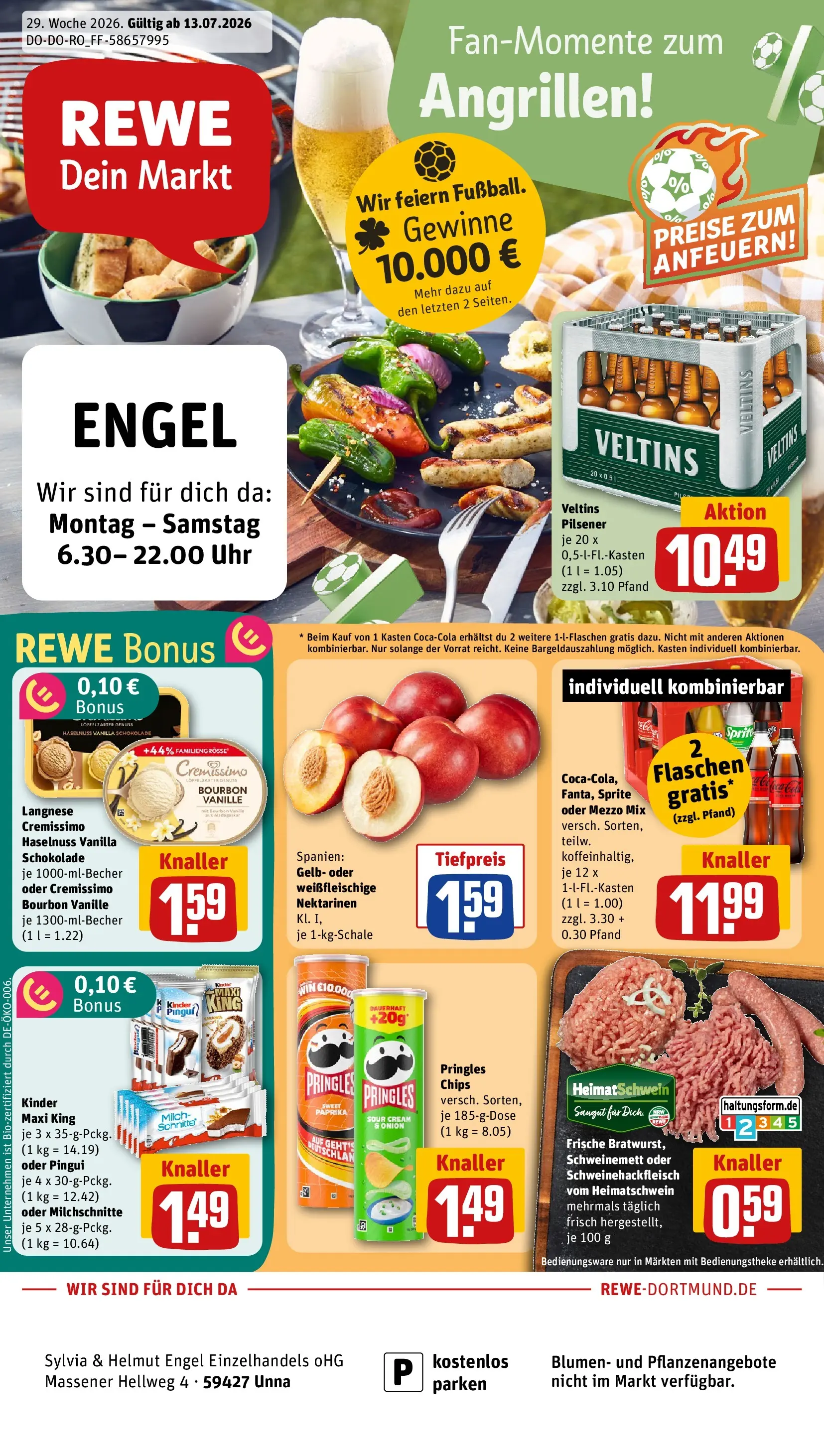 REWE Prospekt ab 13.07.2026 zum Blättern » Angebote | Seite: 1 | Produkte: Sprite, Milch, Schokolade, Uhr