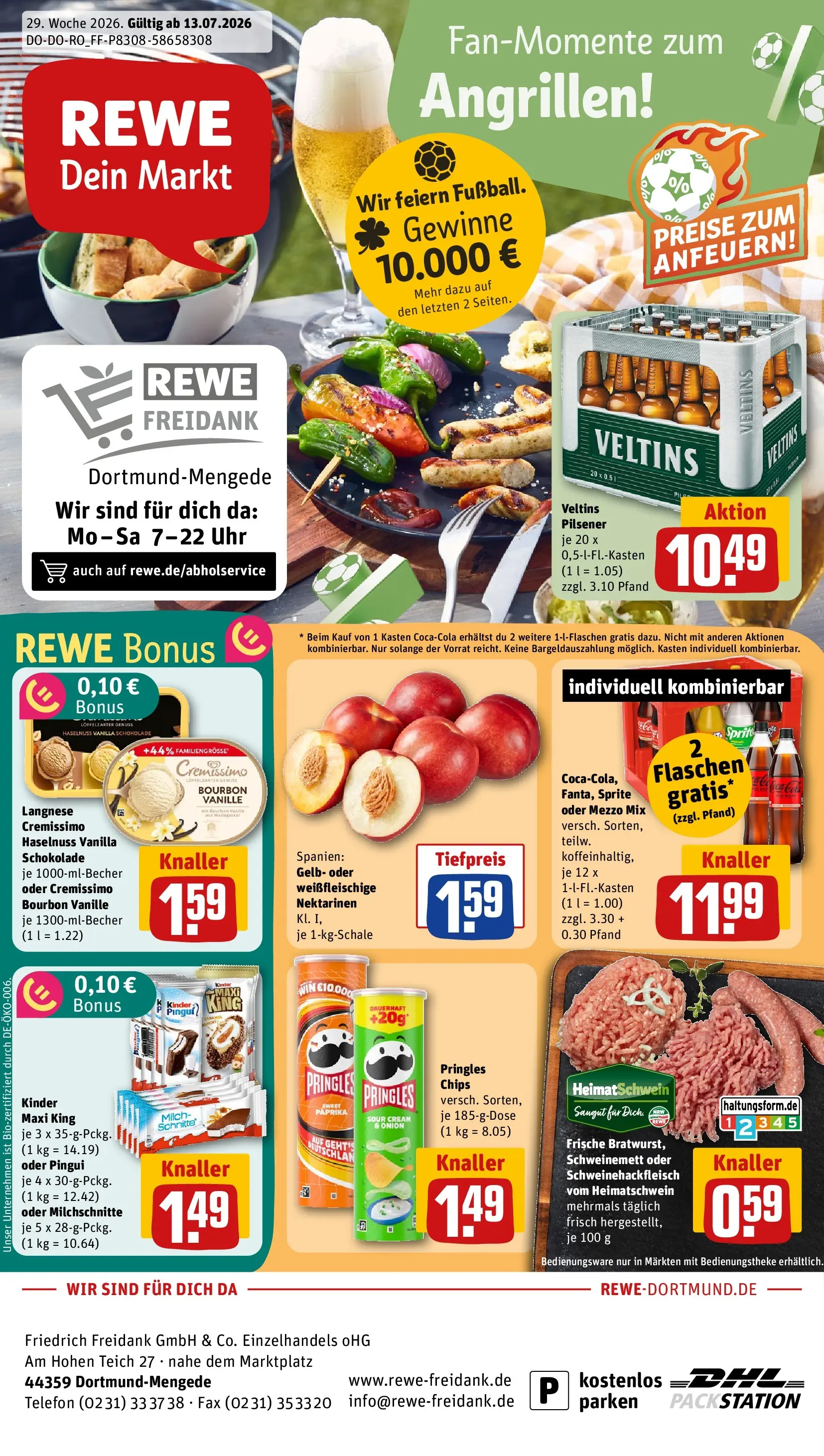 REWE Prospekt ab 13.07.2026 zum Blättern » Angebote | Seite: 1 | Produkte: Langnese, Sprite, Oder mezzo mix, Uhr