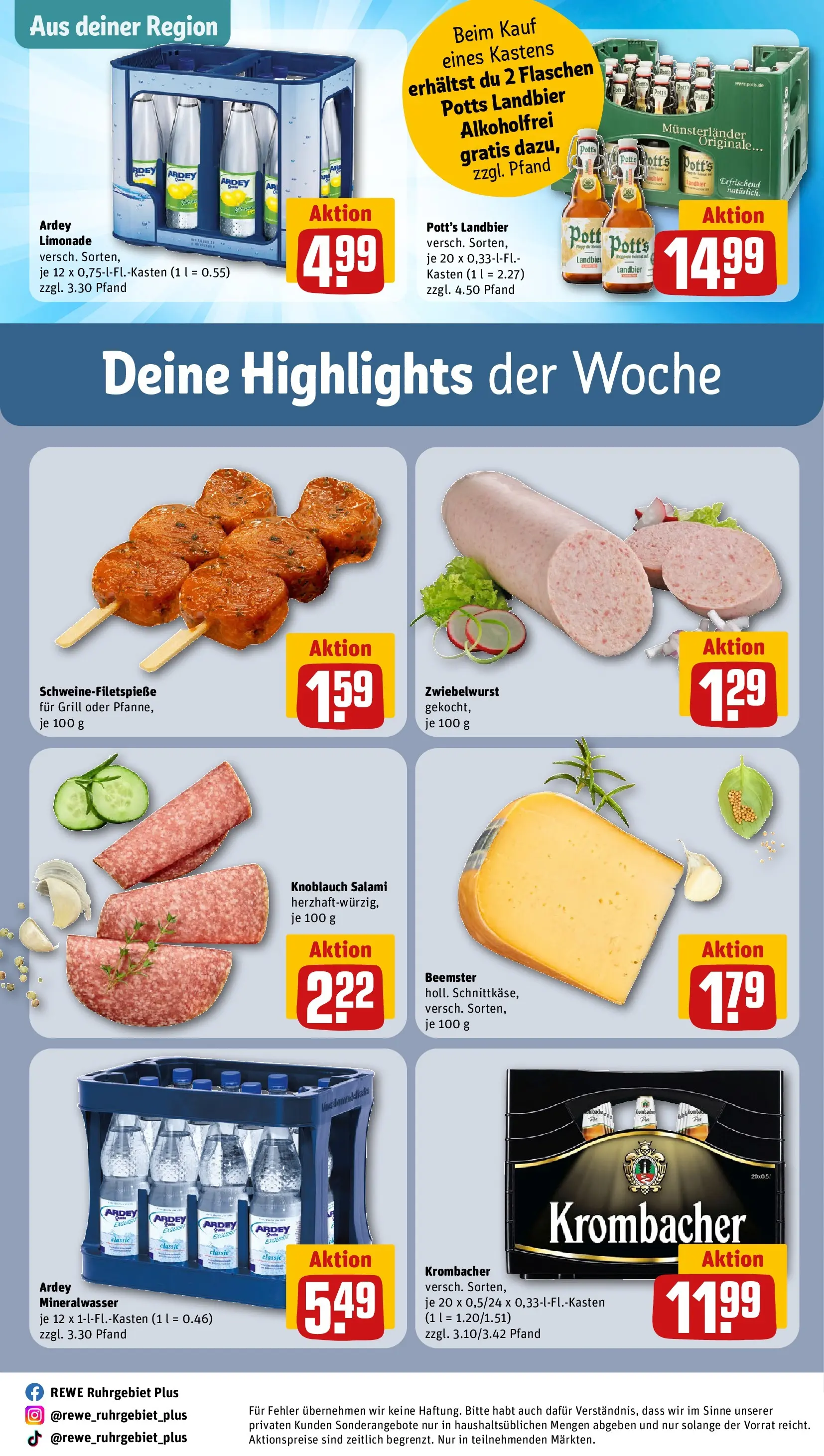REWE Prospekt ab 13.07.2026 zum Blättern » Angebote | Seite: 30 | Produkte: Mineralwasser, Knoblauch, Krombacher, Salami