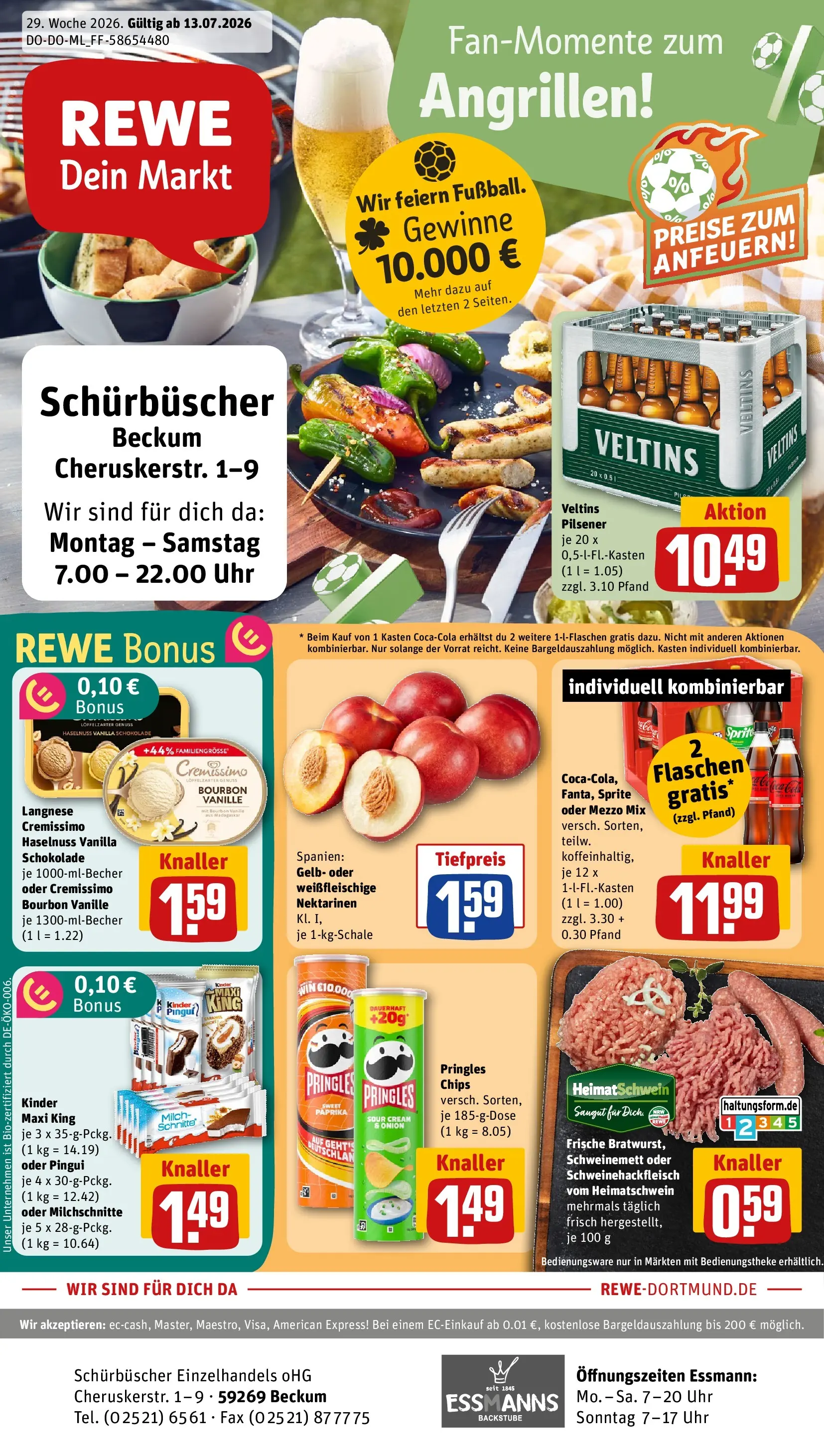 REWE Prospekt ab 13.07.2026 zum Blättern » Angebote | Seite: 1 | Produkte: Langnese, Mezzo mix, Sprite, Pringles