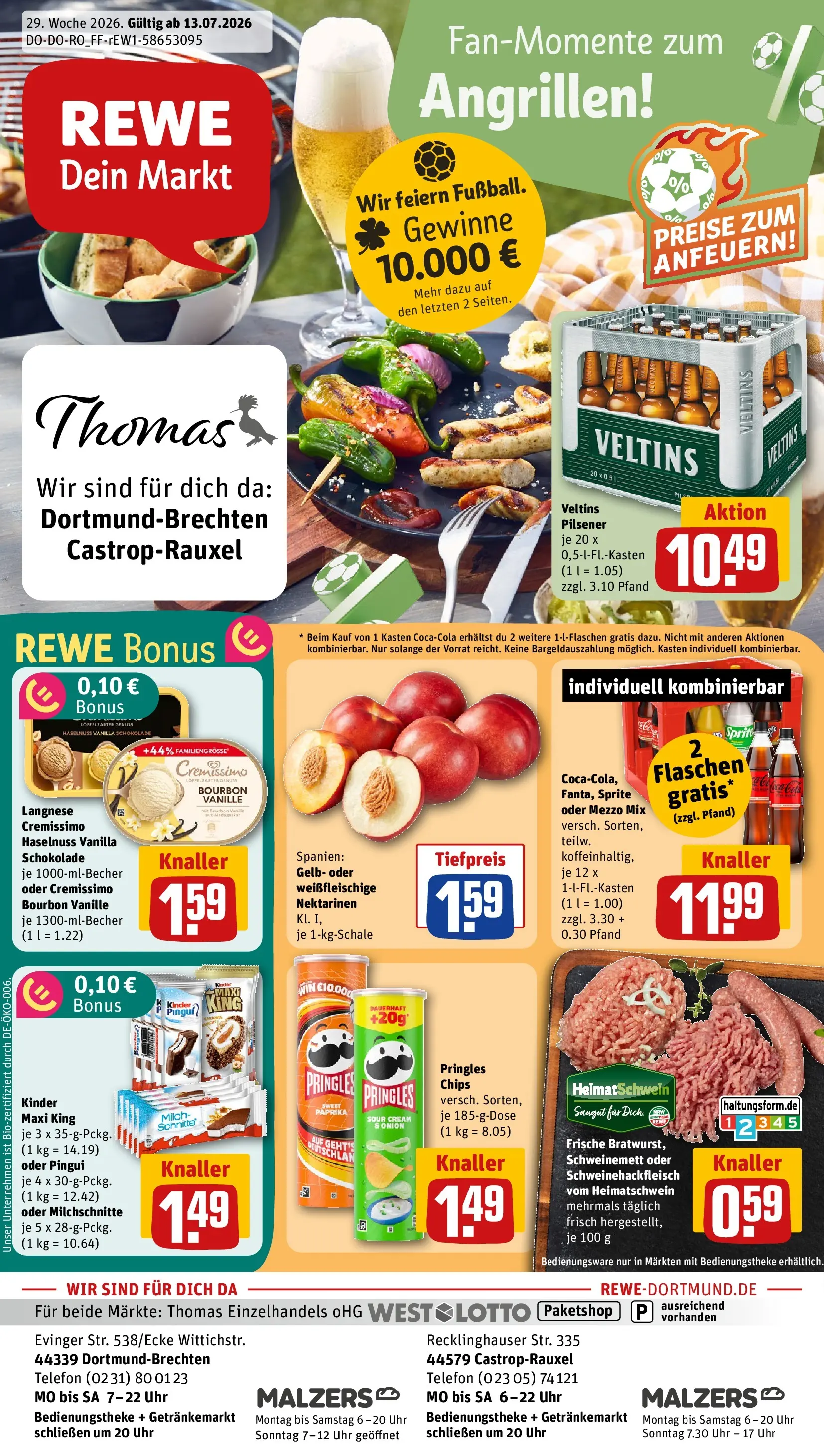 REWE Prospekt ab 13.07.2026 zum Blättern » Angebote | Seite: 1 | Produkte: Mezzo mix, Paprika, Uhr, Veltins