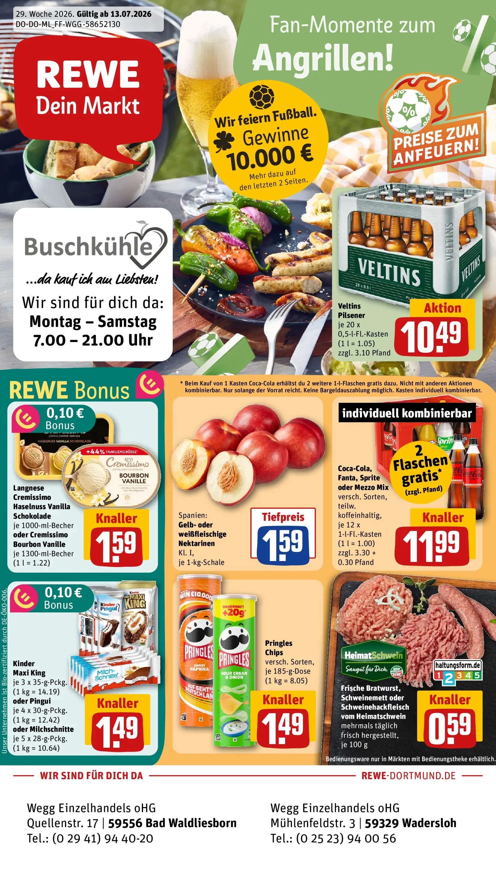 REWE Prospekt ab 13.07.2026 zum Blättern » Angebote | Seite: 1 | Produkte: Langnese, Cremissimo, Paprika, Oder mezzo mix
