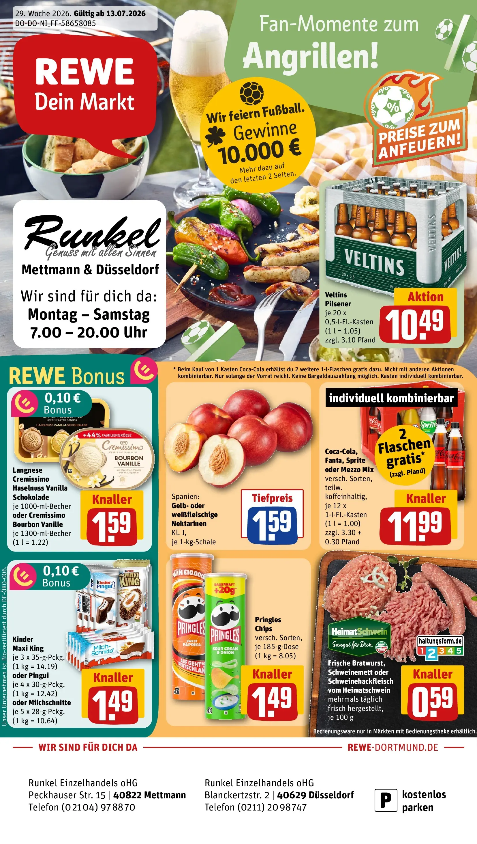 REWE Prospekt ab 13.07.2026 zum Blättern » Angebote | Seite: 1 | Produkte: Langnese, Mezzo mix, Sprite, Schokolade