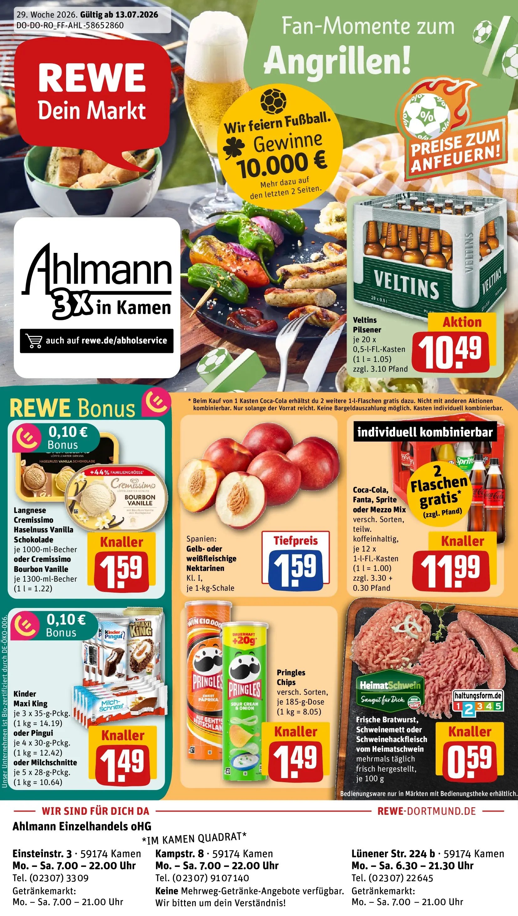 REWE Prospekt ab 13.07.2026 zum Blättern » Angebote | Seite: 1 | Produkte: Langnese, Schokolade, Oder mezzo mix, Pringles