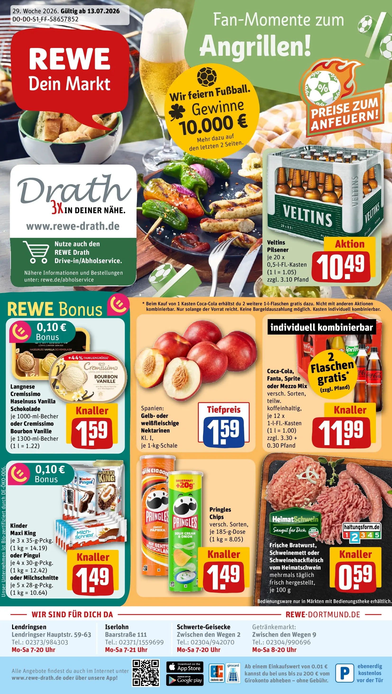 REWE Prospekt ab 13.07.2026 zum Blättern » Angebote | Seite: 1 | Produkte: Cremissimo, Mezzo mix, Milch, Chips