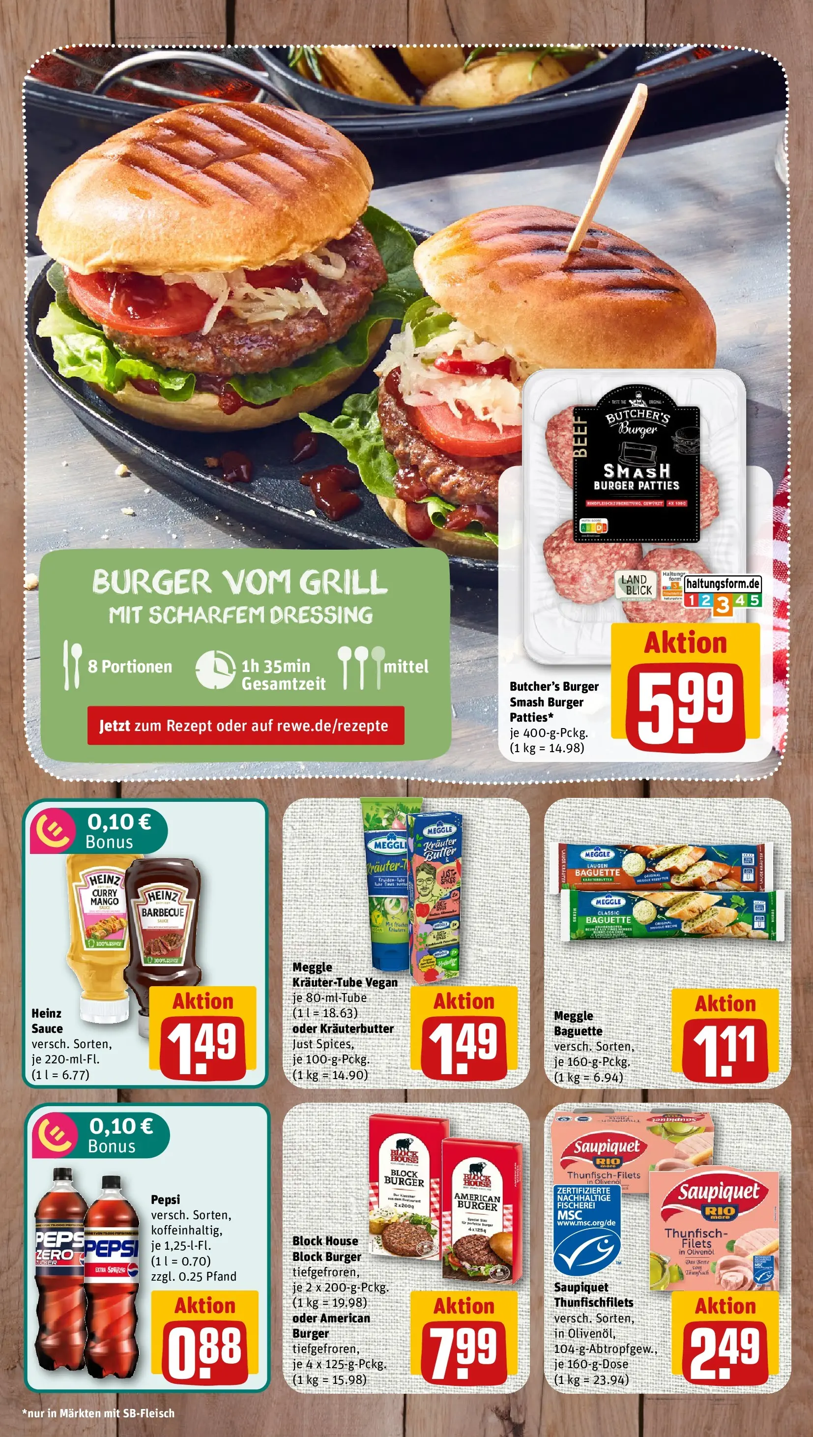 REWE Prospekt ab 13.07.2026 zum Blättern » Angebote | Seite: 2 | Produkte: Olivenol, Burger, Kräuterbutter, Mango