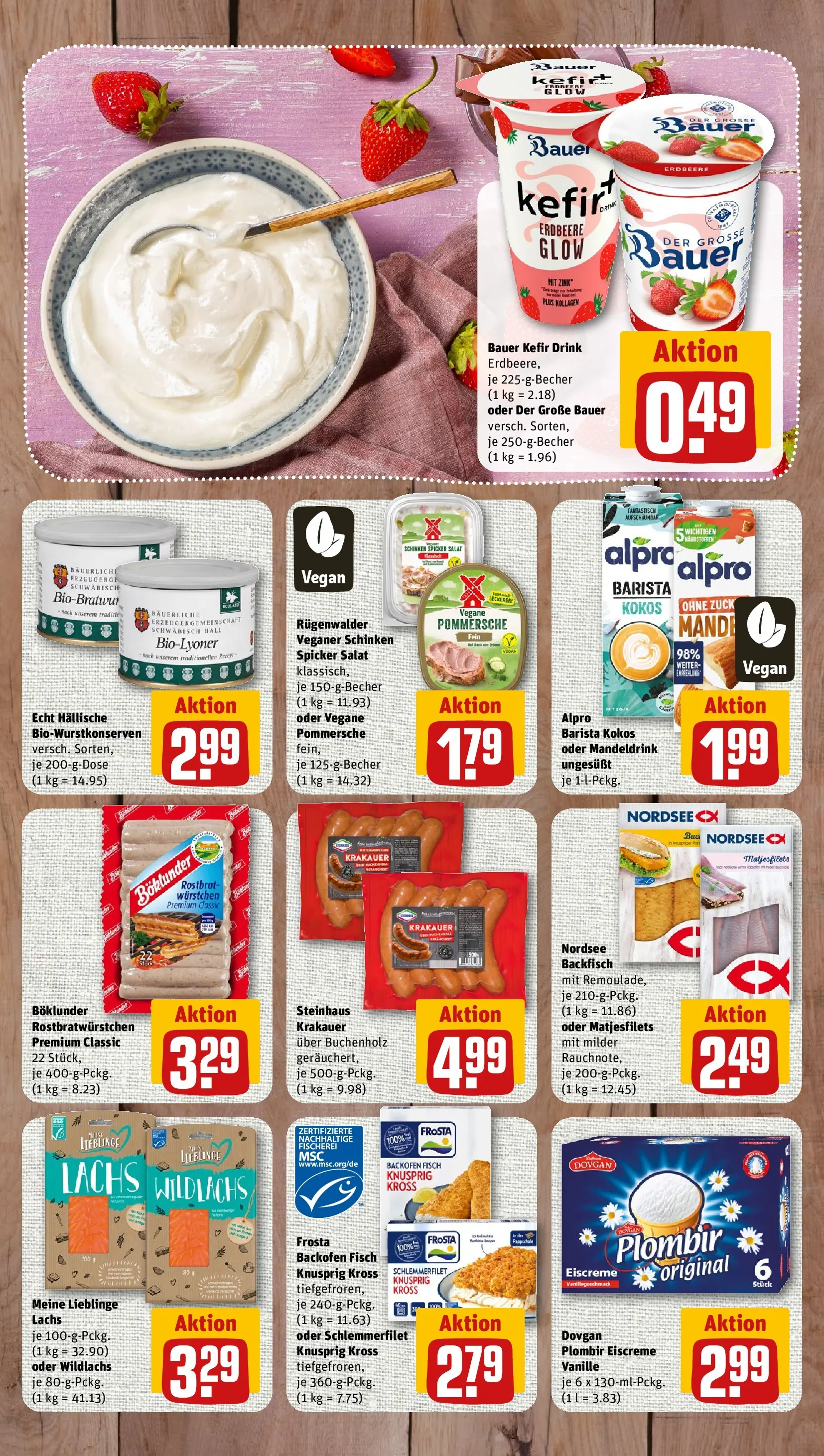 REWE Prospekt ab 13.07.2026 zum Blättern » Angebote | Seite: 7 | Produkte: Kefir, Eiscreme, Lachs, Salat