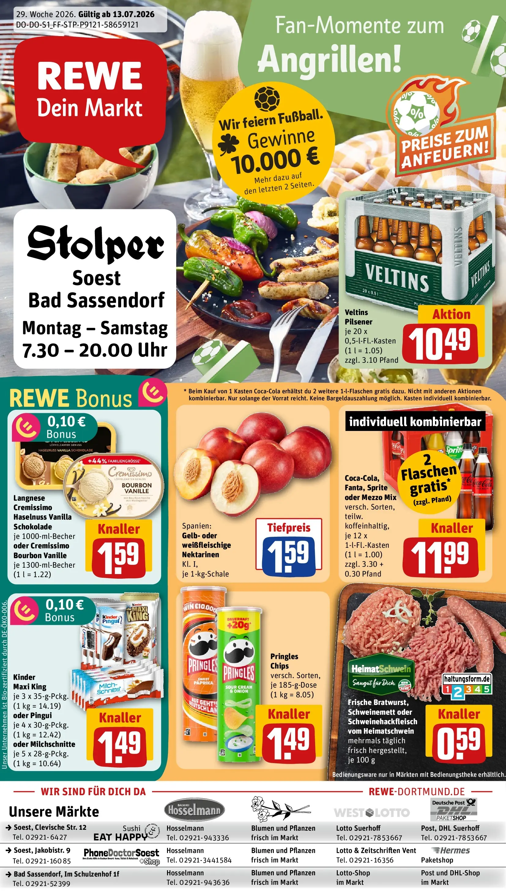 REWE Prospekt ab 13.07.2026 zum Blättern » Angebote | Seite: 1 | Produkte: Langnese, Schokolade, Blumen, Paprika