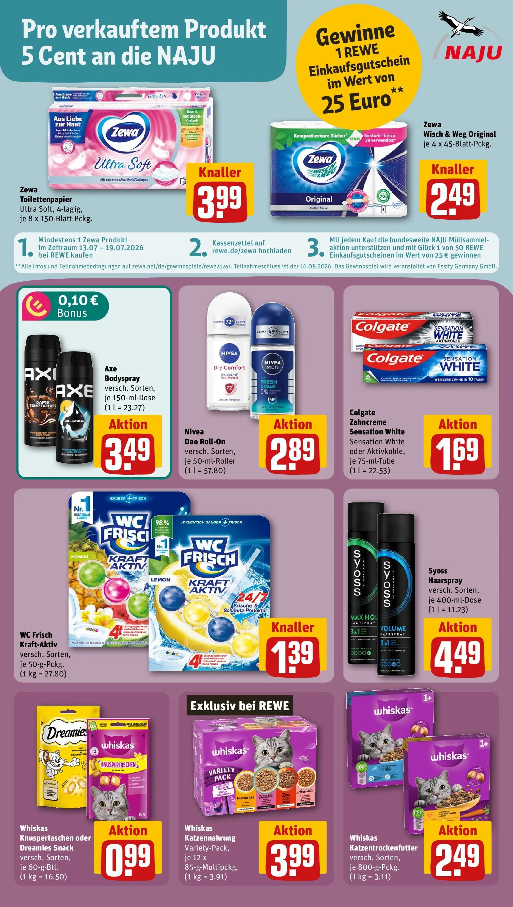 REWE Prospekt ab 12.07.2026 zum Blättern » Angebote | Seite: 18 | Produkte: Zewa, Wc frisch, Whiskas, Toilettenpapier
