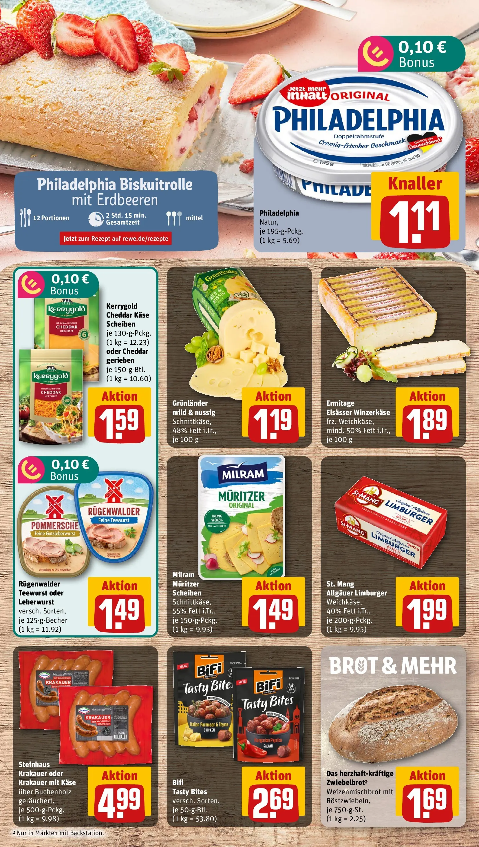 REWE Prospekt ab 13.07.2026 zum Blättern » Angebote | Seite: 9 | Produkte: Philadelphia, Paprika, Grunlander, Brot