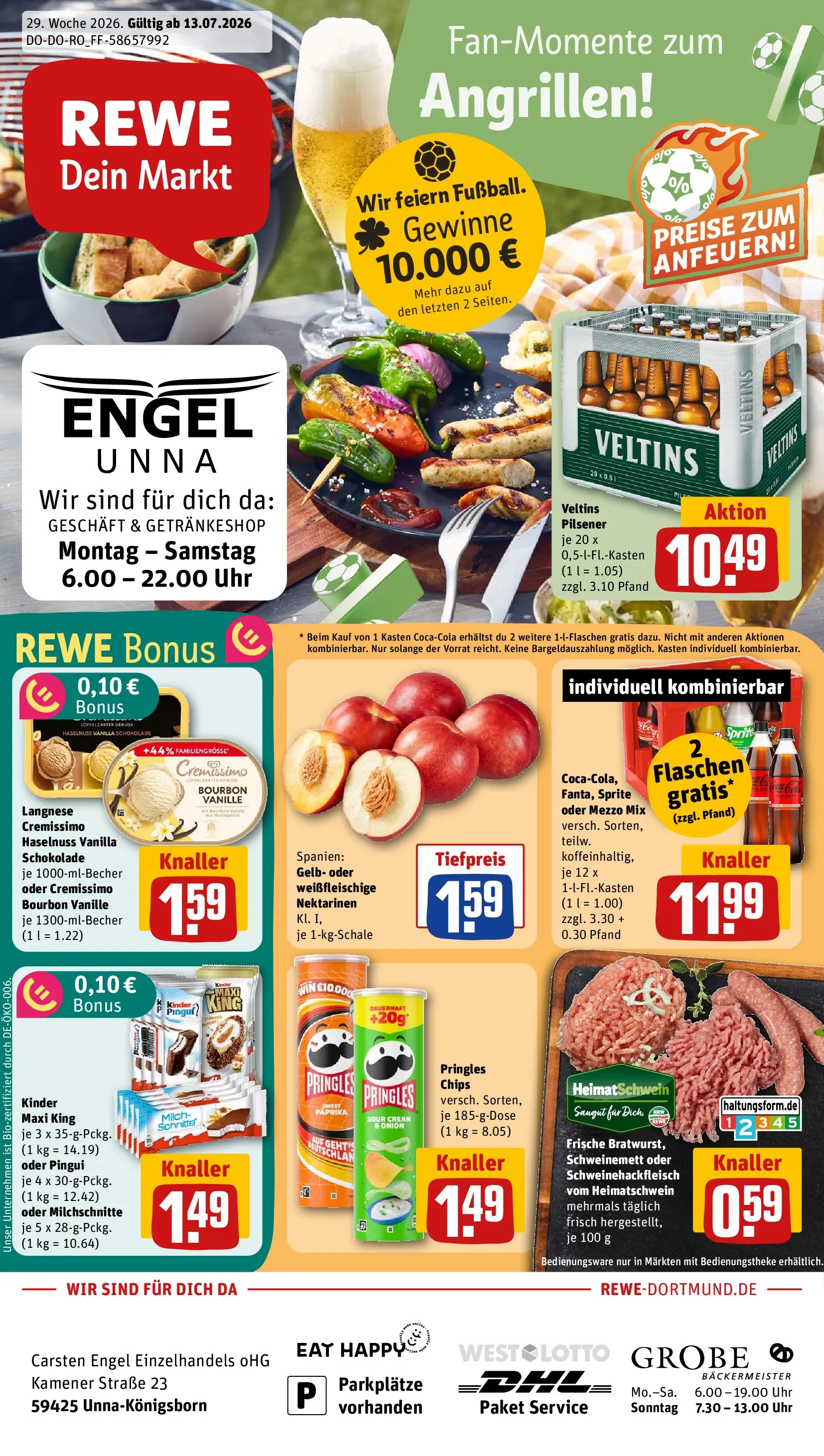 REWE Prospekt ab 13.07.2026 zum Blättern » Angebote | Seite: 1 | Produkte: Langnese, Oder mezzo mix, Pringles, Uhr