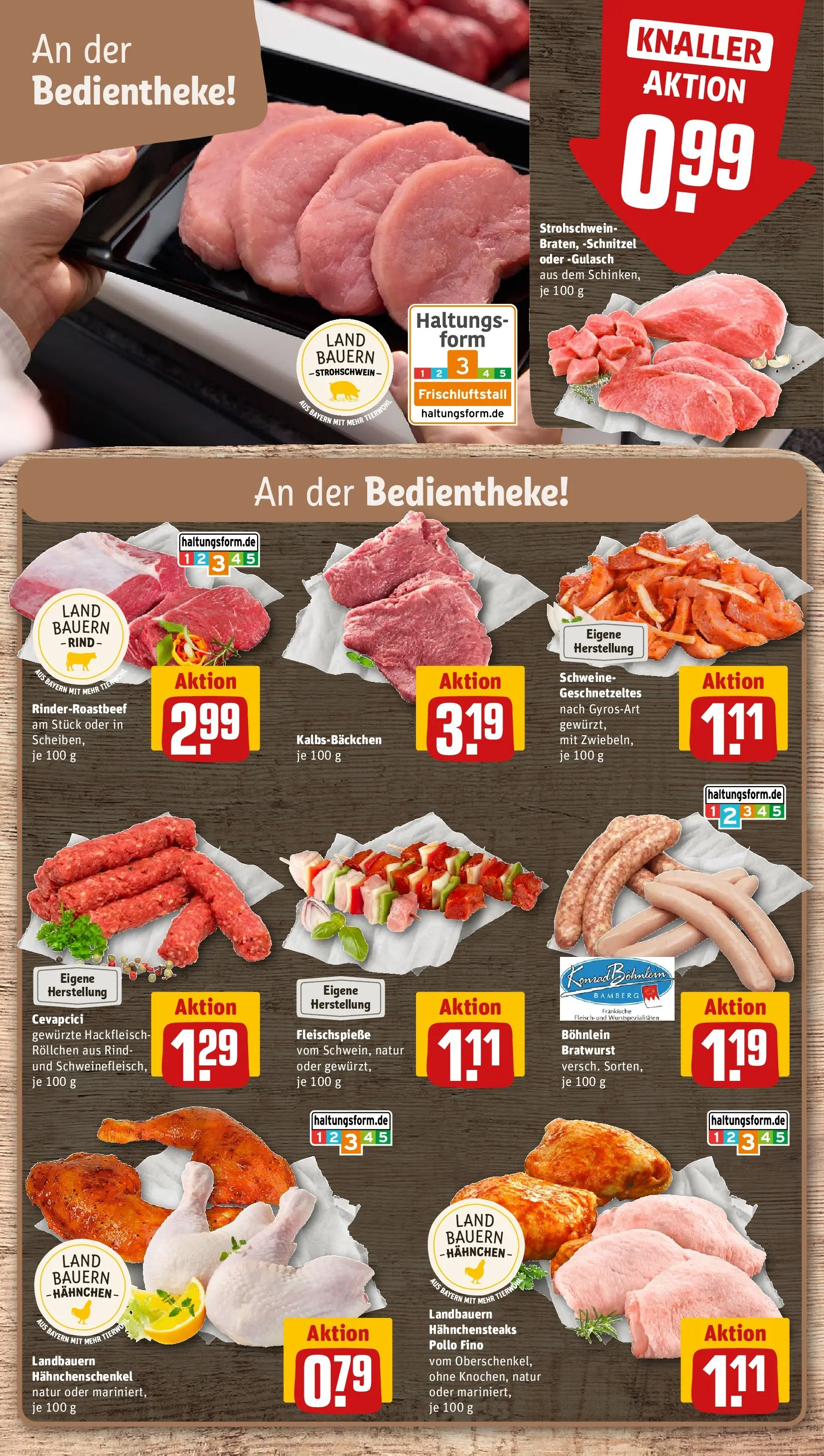REWE Prospekt ab 13.07.2026 zum Blättern » Angebote | Seite: 8 | Produkte: Hahnchenschenkel, Bratwurst, Cevapcici, Schnitzel