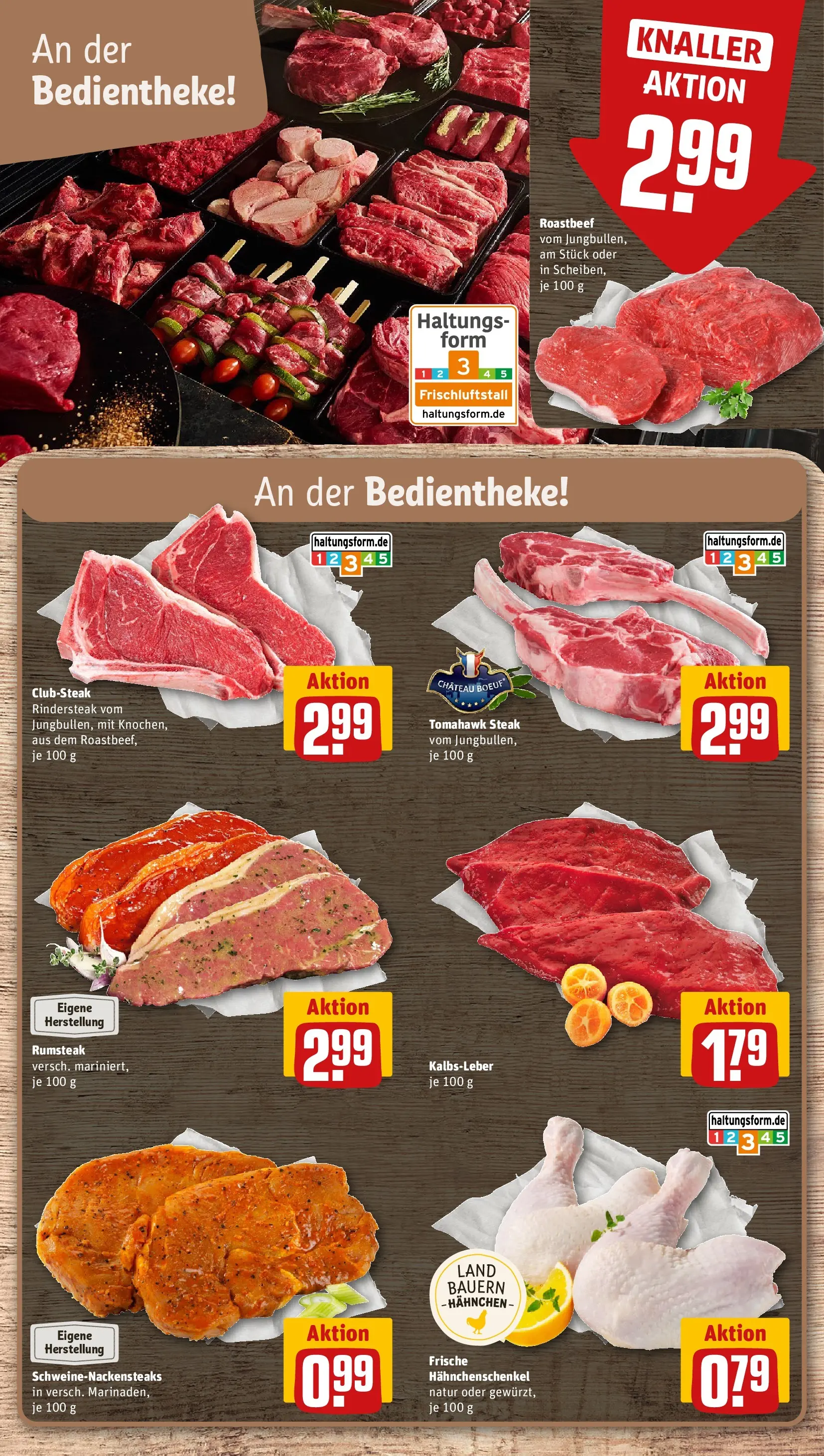 REWE Prospekt ab 12.07.2026 zum Blättern » Angebote | Seite: 8 | Produkte: Hahnchenschenkel, Roastbeef, Kalbsleber, Steak