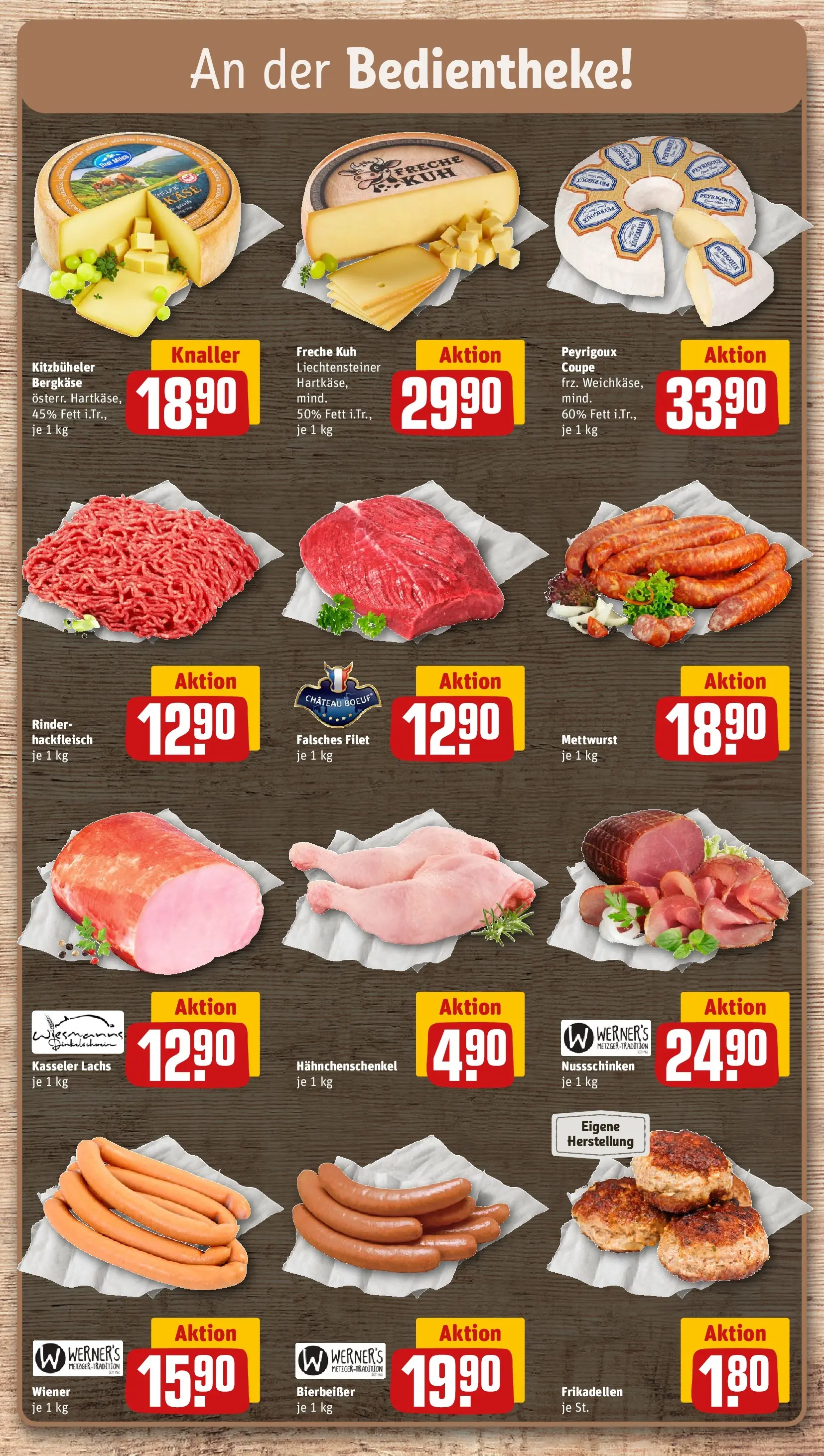 REWE Prospekt ab 13.07.2026 zum Blättern » Angebote | Seite: 8 | Produkte: Hahnchenschenkel, Käse, Lachs, Hackfleisch