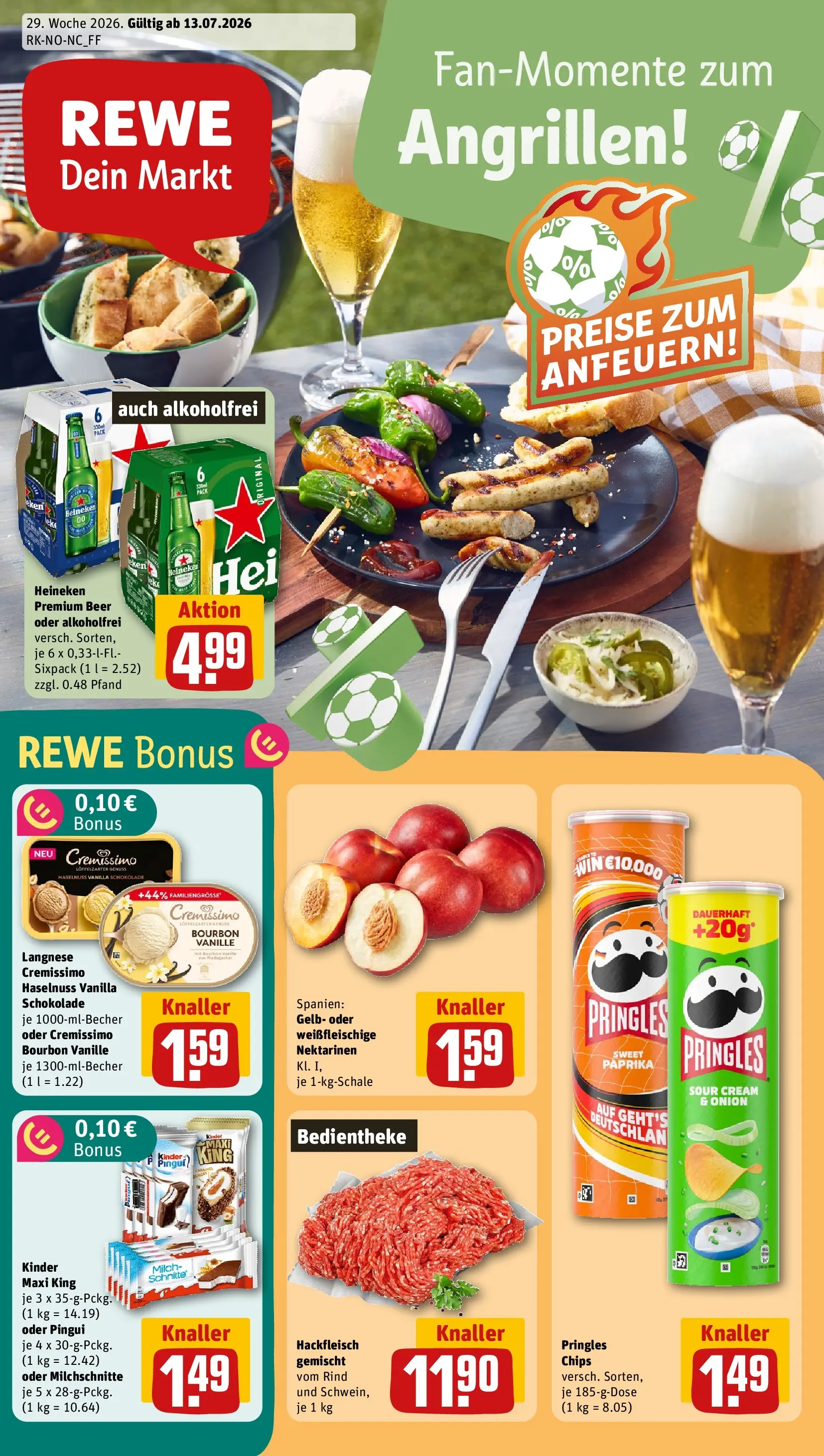 REWE Prospekt ab 12.07.2026 zum Blättern » Angebote | Seite: 1 | Produkte: Cremissimo, Paprika, Bourbon, Hackfleisch
