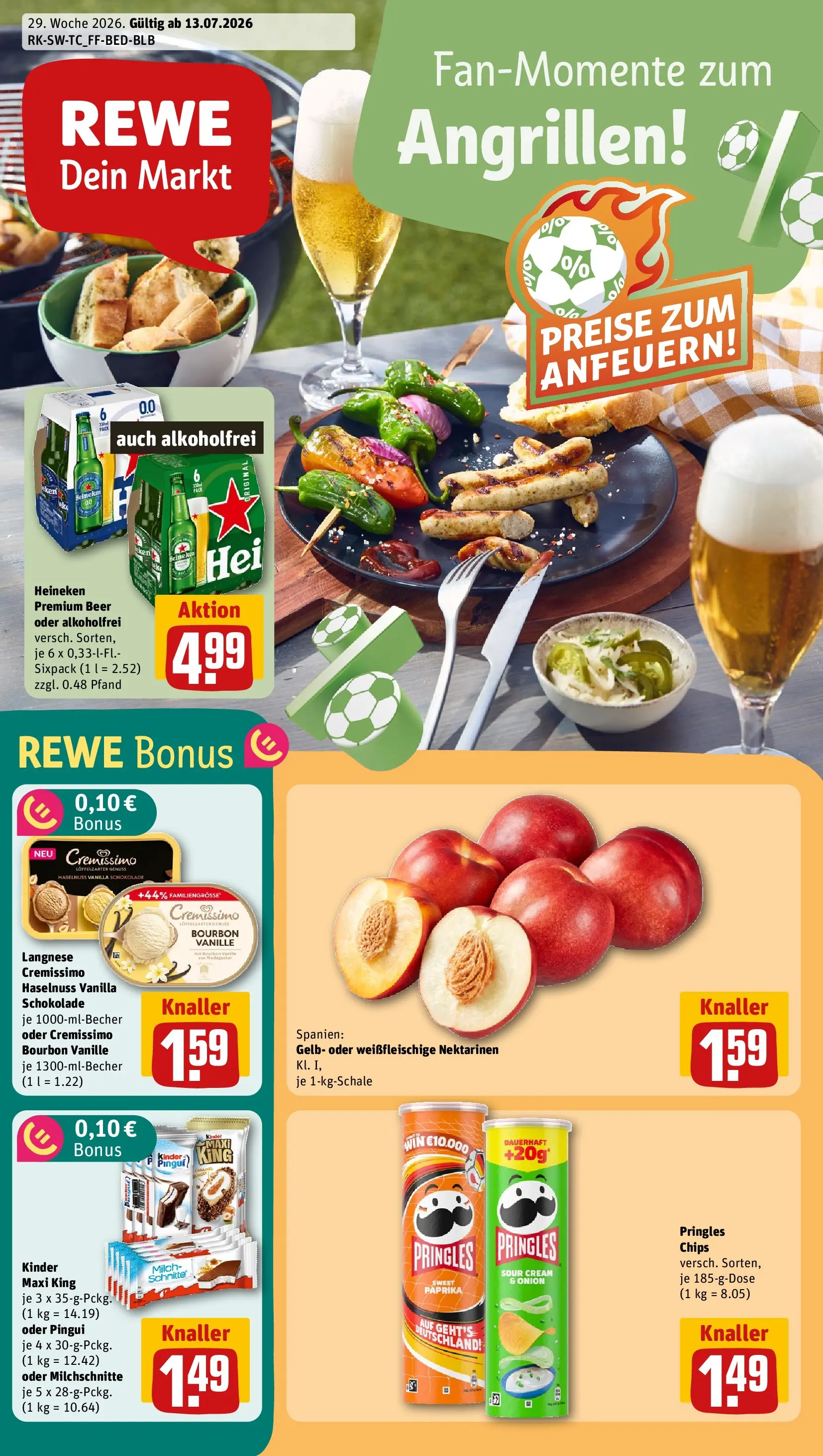 REWE Prospekt ab 12.07.2026 zum Blättern » Angebote | Seite: 1 | Produkte: Heineken, Paprika, Pringles, Bourbon