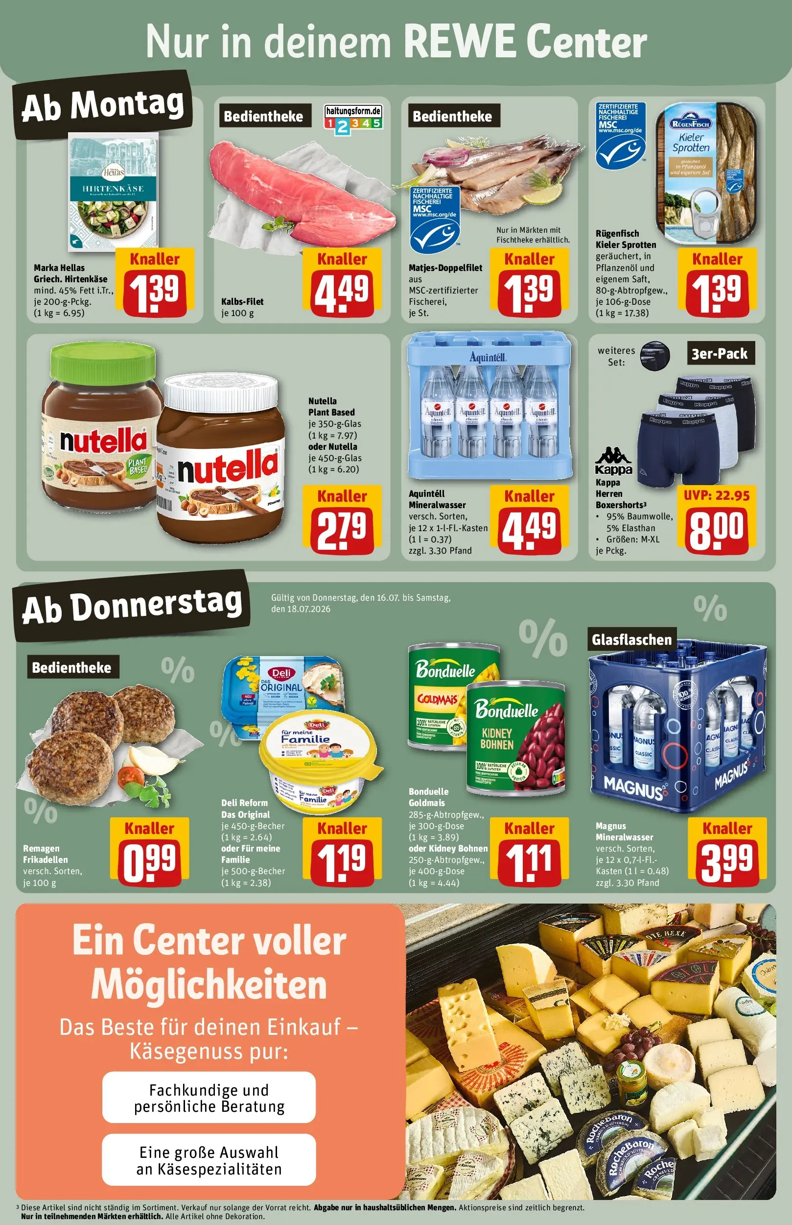 REWE Prospekt ab 13.07.2026 zum Blättern » Angebote | Seite: 3 | Produkte: Mineralwasser, Nutella, Deli reform