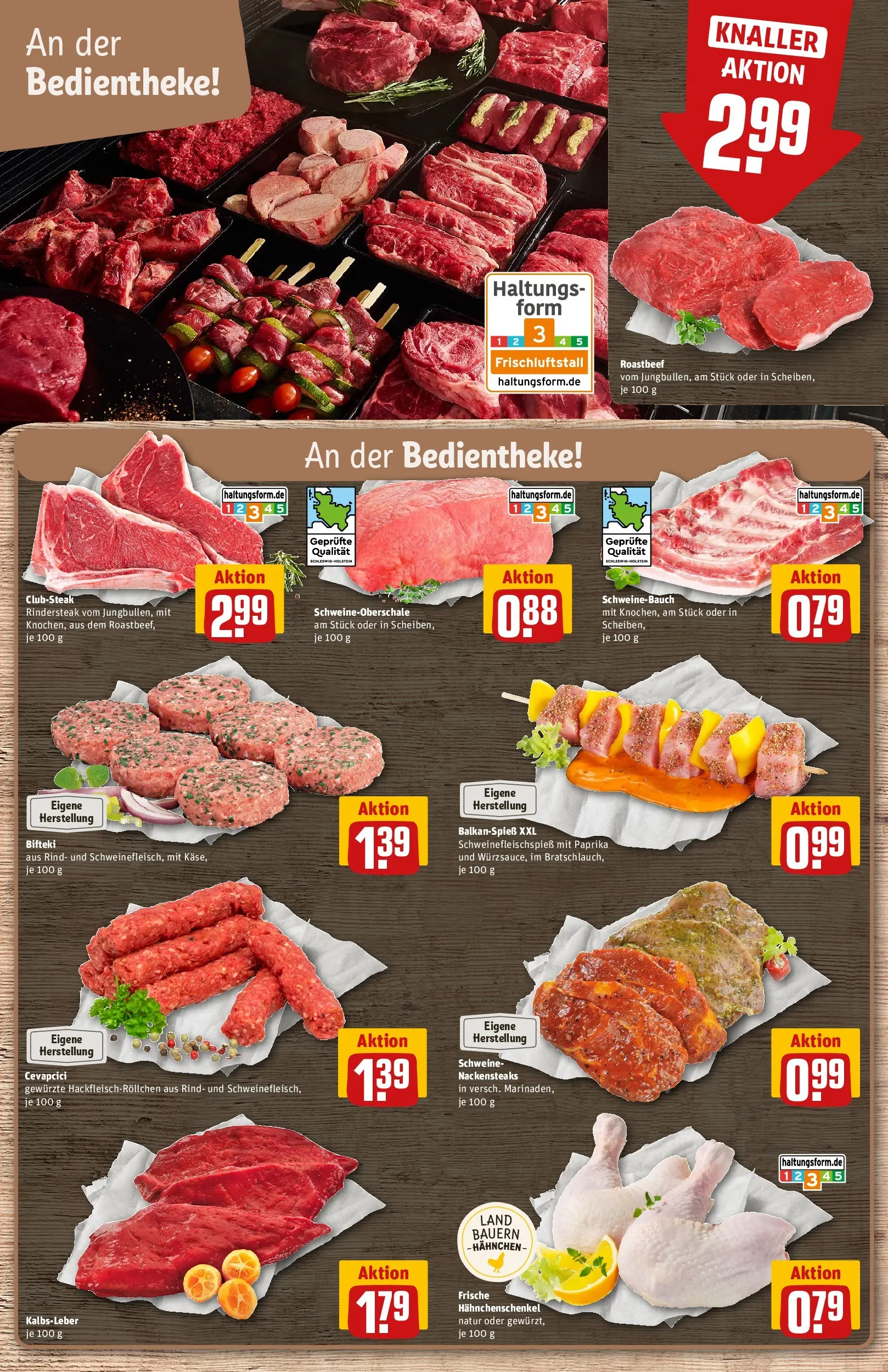 REWE Prospekt ab 13.07.2026 zum Blättern » Angebote | Seite: 8 | Produkte: Nackensteaks, Hahnchen, Schweinebauch, Cevapcici