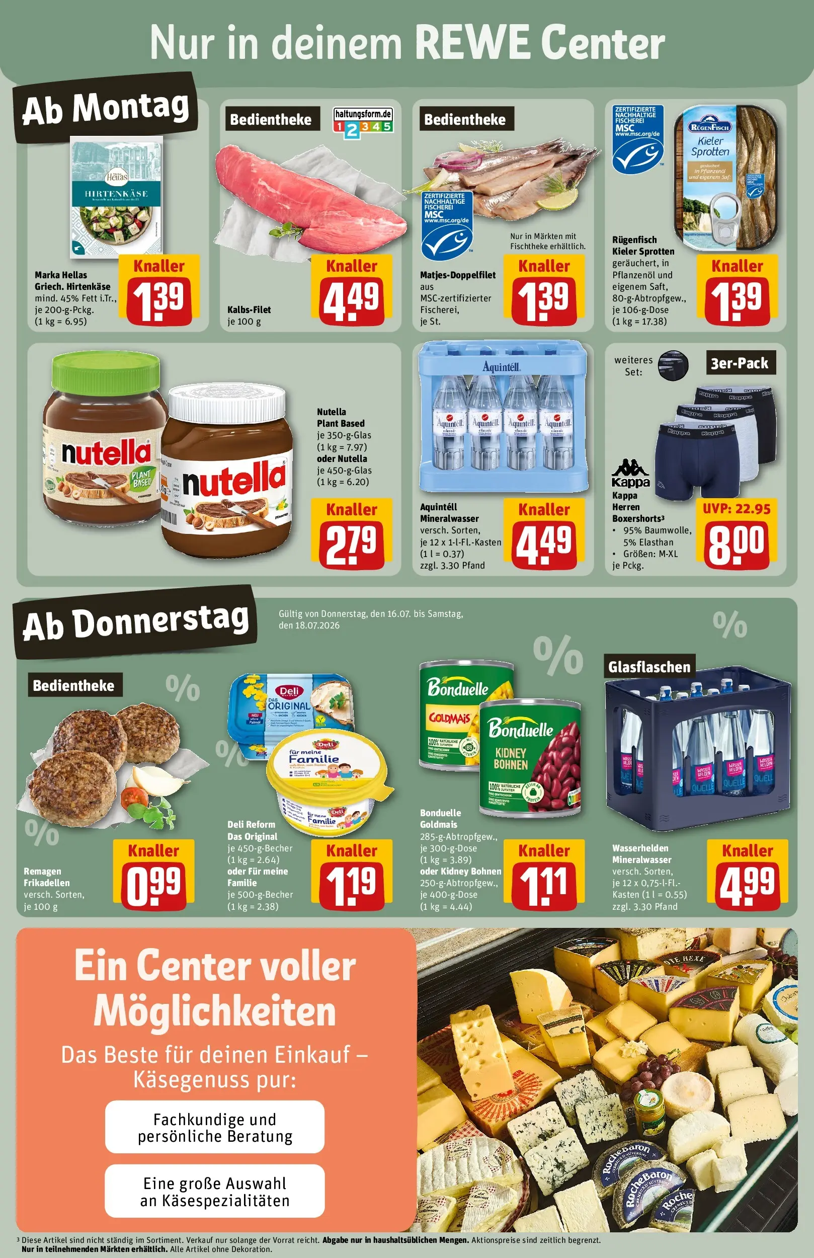 REWE Prospekt ab 13.07.2026 zum Blättern » Angebote | Seite: 3 | Produkte: Mineralwasser, Nutella, Deli reform