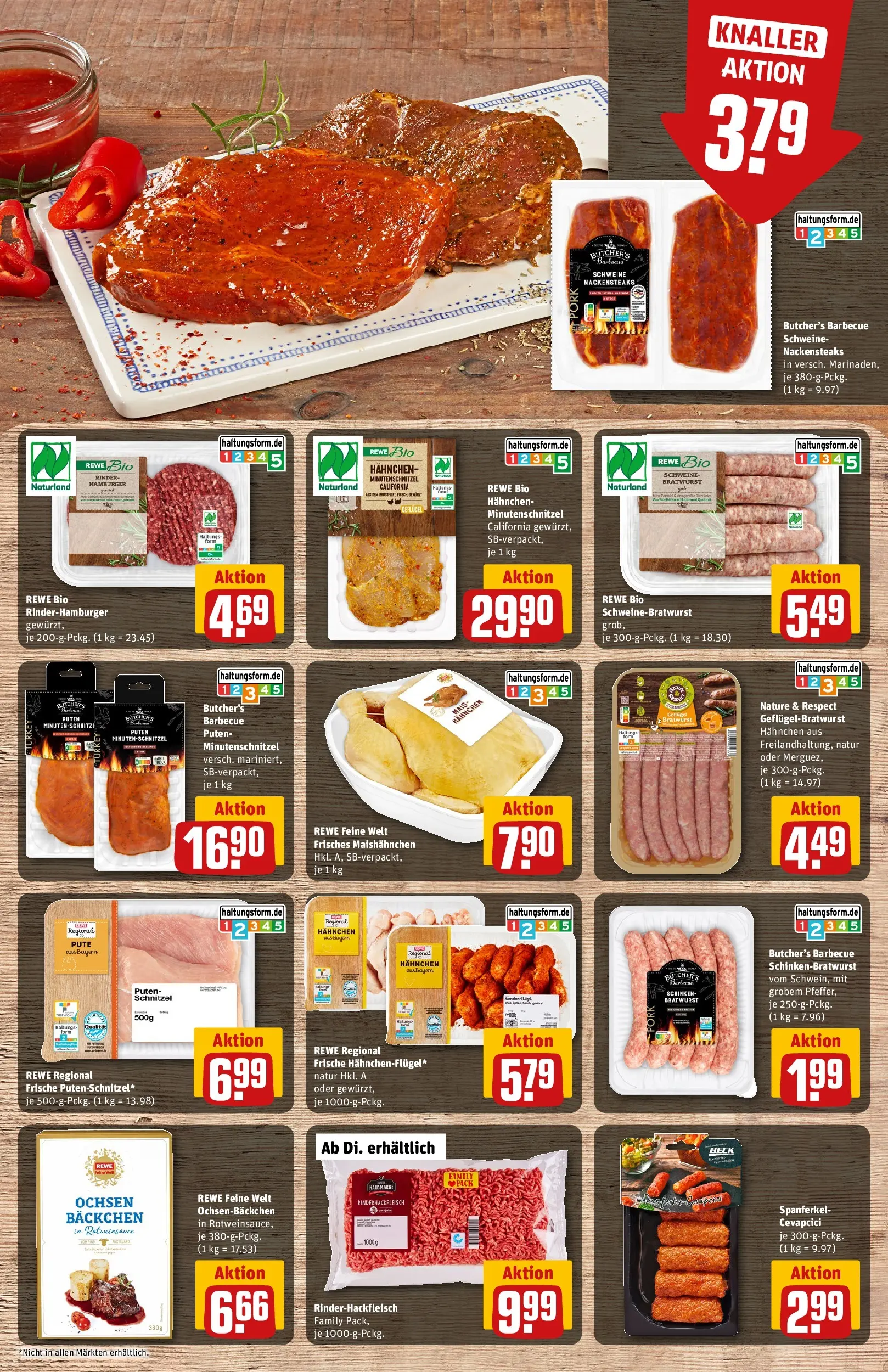 REWE Prospekt ab 13.07.2026 zum Blättern » Angebote | Seite: 9 | Produkte: Nackensteaks, Pute, Hahnchen, Schinken