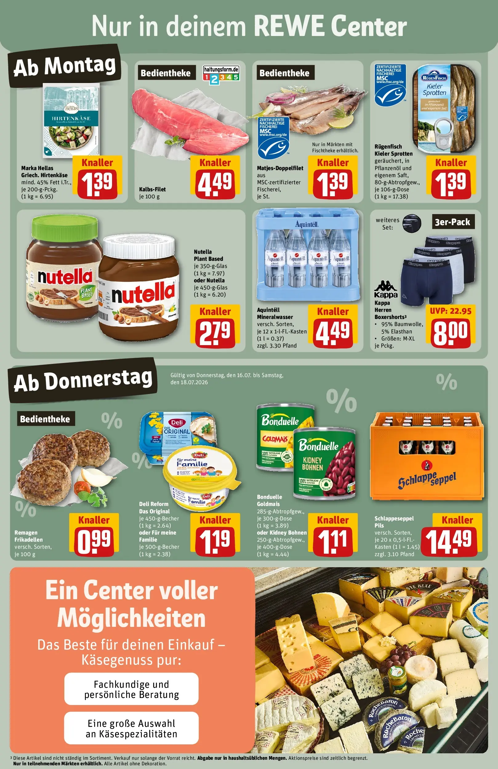 REWE Prospekt ab 13.07.2026 zum Blättern » Angebote | Seite: 3 | Produkte: Pils, Mineralwasser, Nutella, Deli reform