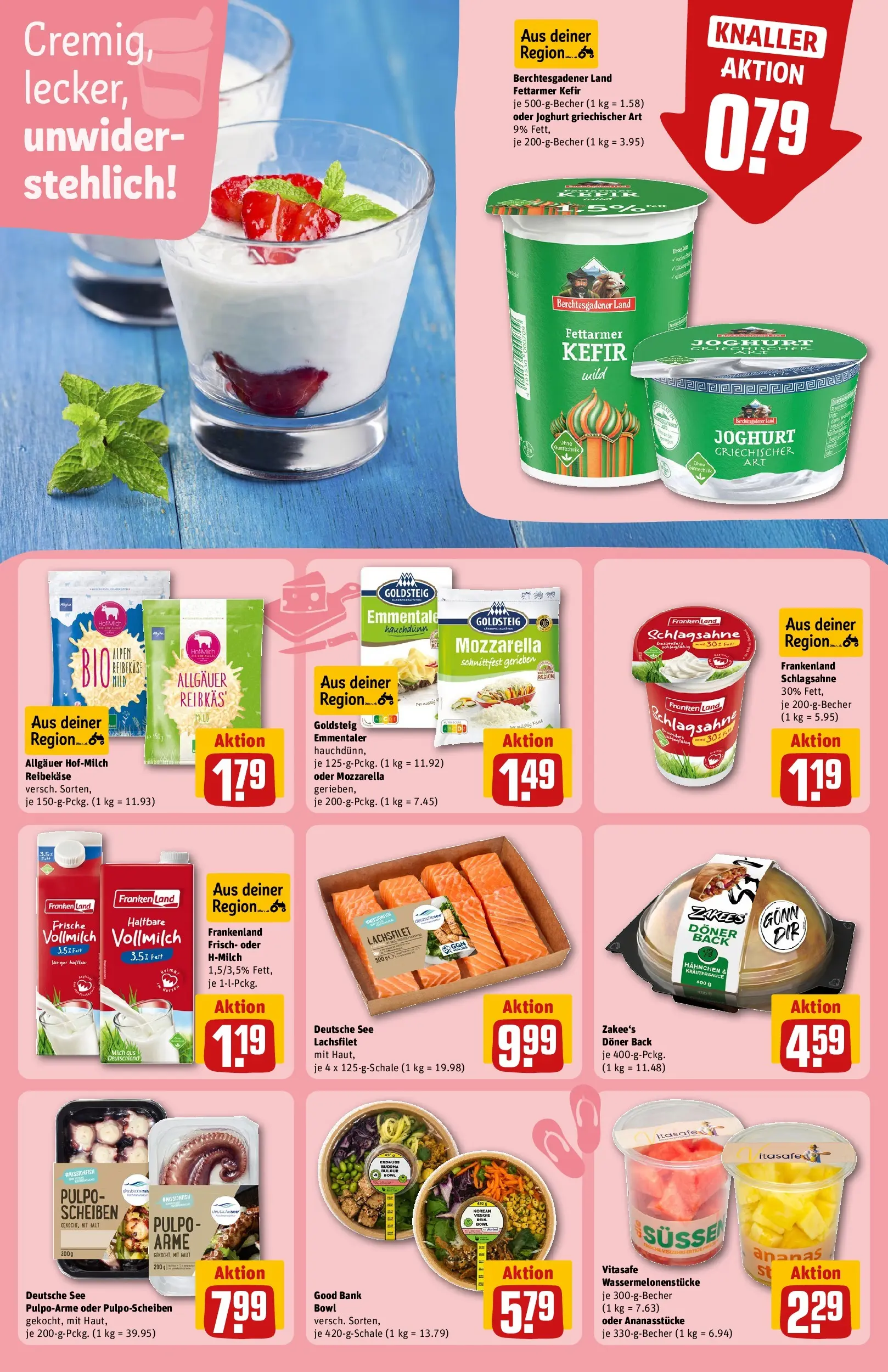REWE Prospekt ab 13.07.2026 zum Blättern » Angebote | Seite: 17 | Produkte: Kefir, Schlagsahne, Mozzarella, Ananas
