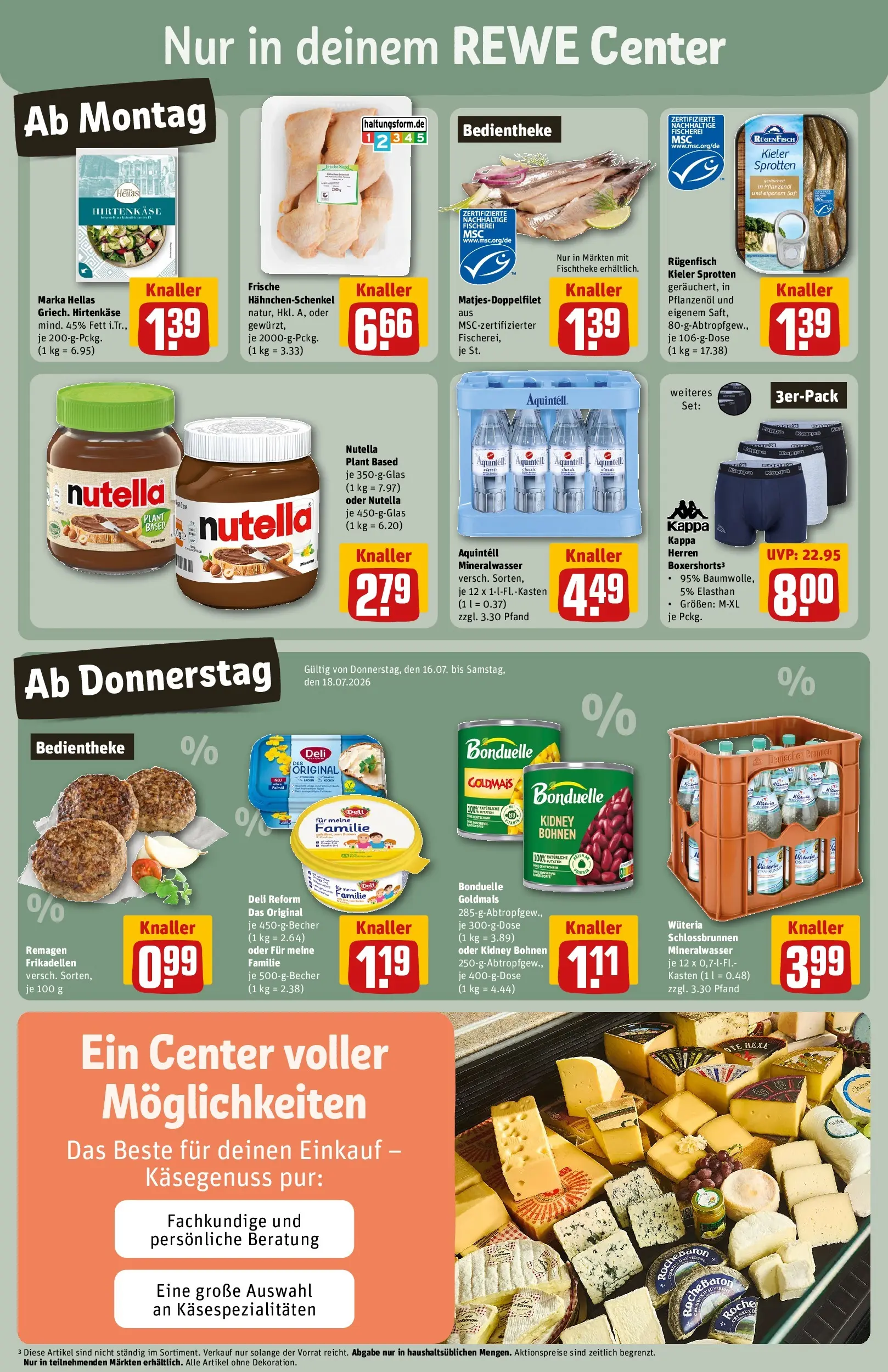 REWE Prospekt ab 13.07.2026 zum Blättern » Angebote | Seite: 3 | Produkte: Hahnchenschenkel, Nutella, Kappe, Deli reform
