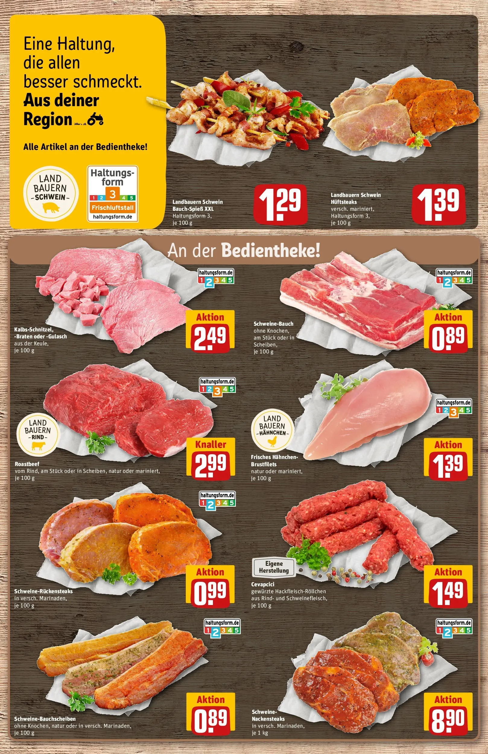 REWE Prospekt ab 13.07.2026 zum Blättern » Angebote | Seite: 8 | Produkte: Schweinebauch, Cevapcici, Roastbeef, Gulasch