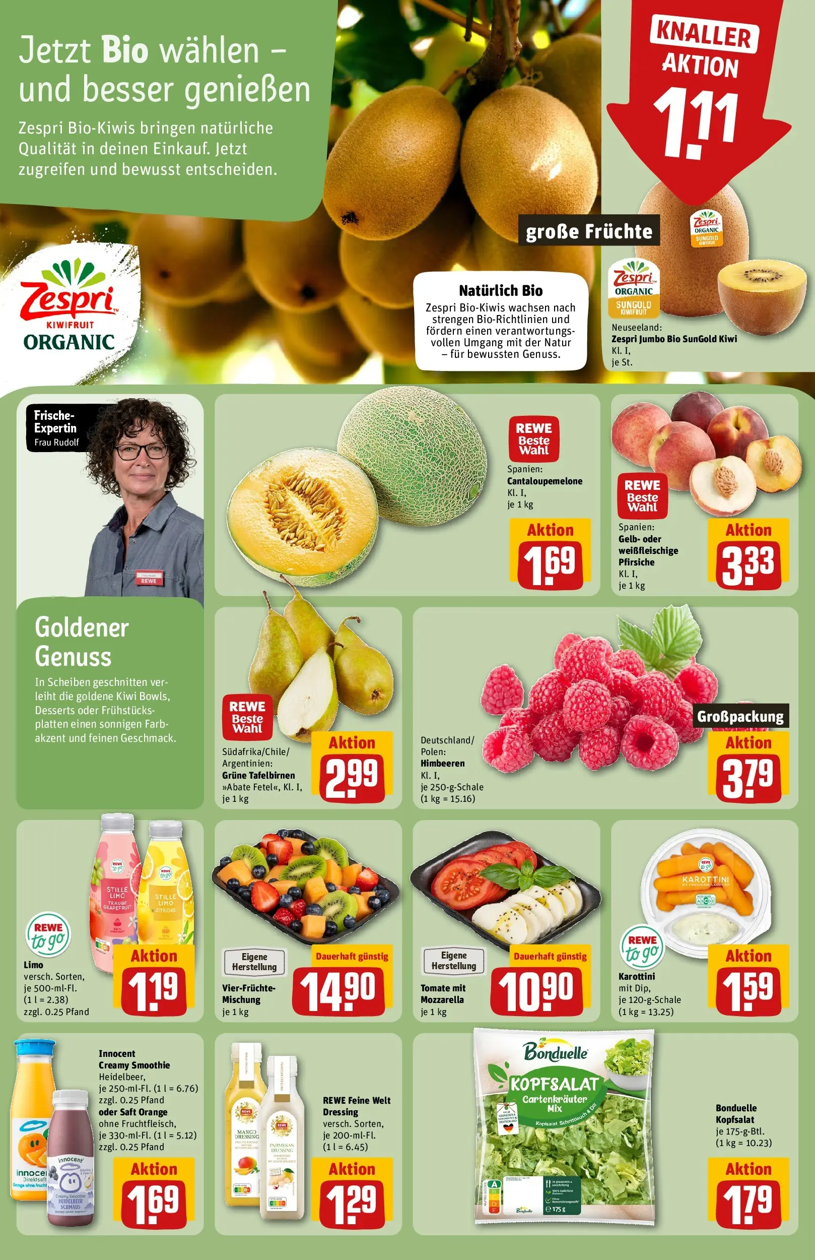 REWE Prospekt ab 13.07.2026 zum Blättern » Angebote | Seite: 6 | Produkte: Mozzarella, Dressing, Saft, Kiwi