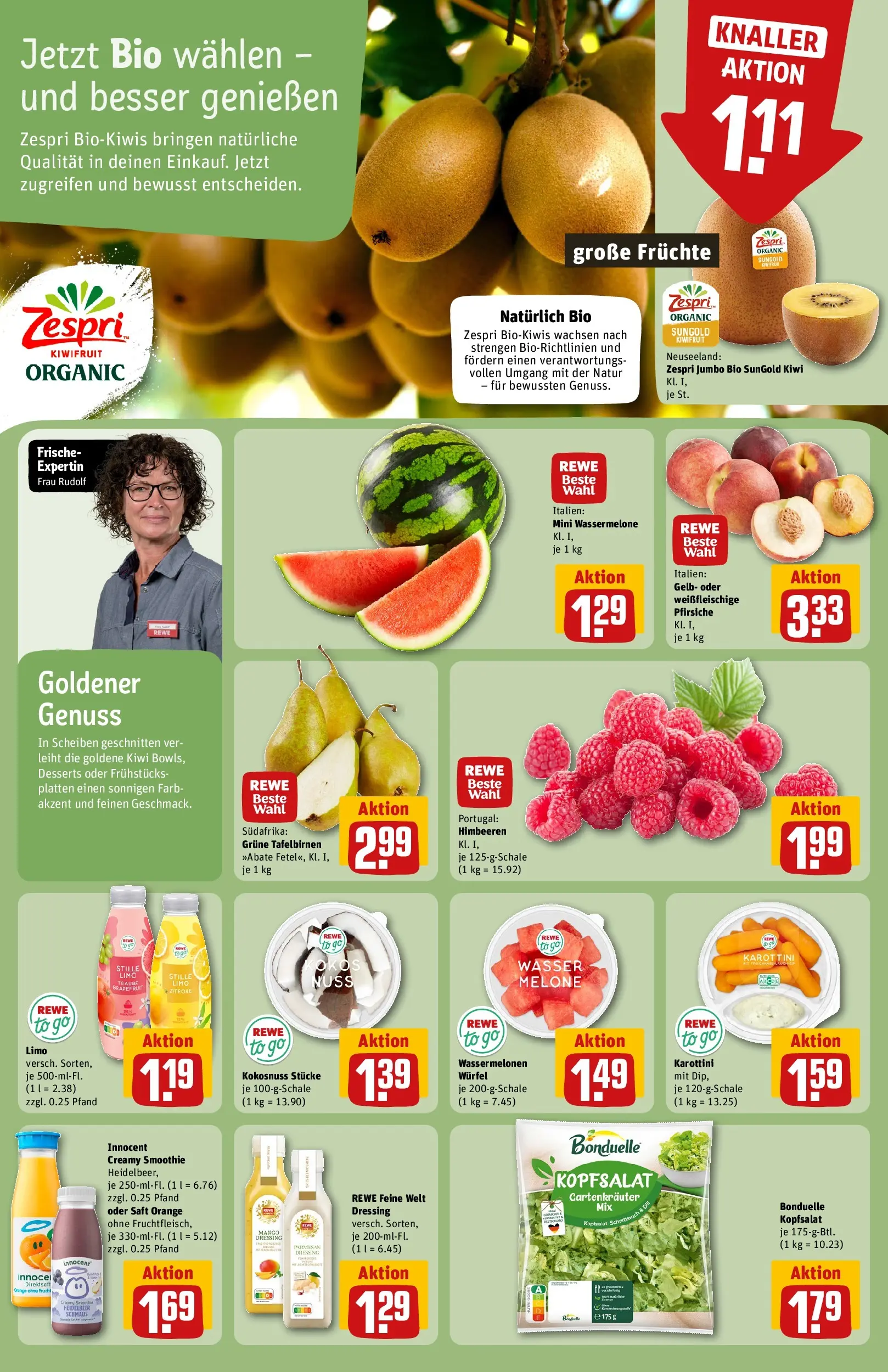 REWE Prospekt ab 13.07.2026 zum Blättern » Angebote | Seite: 6 | Produkte: Himbeeren, Wassermelone, Saft, Kiwi