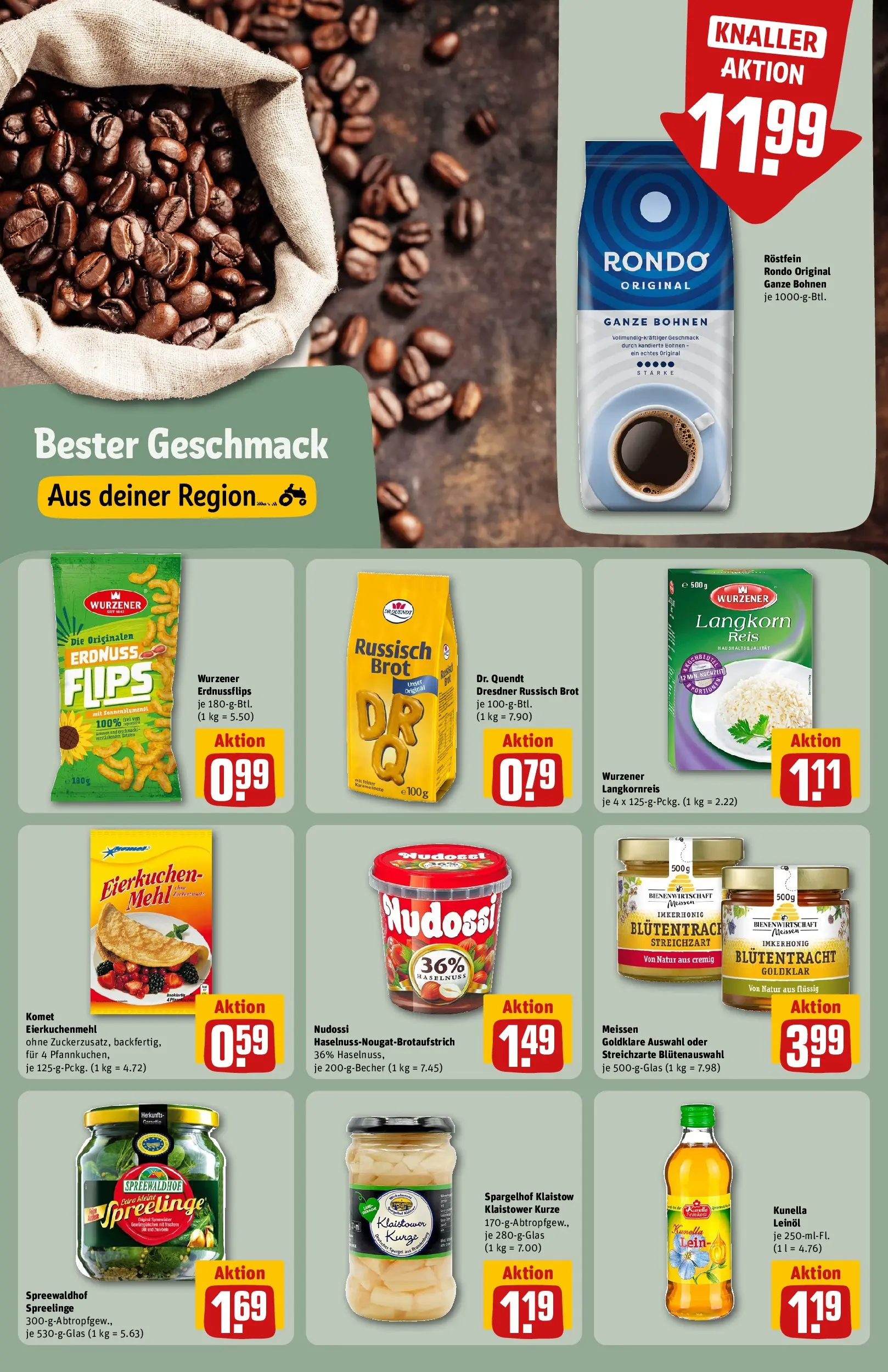 REWE Prospekt ab 13.07.2026 zum Blättern » Angebote | Seite: 18 | Produkte: Leinöl, Brot, Reis