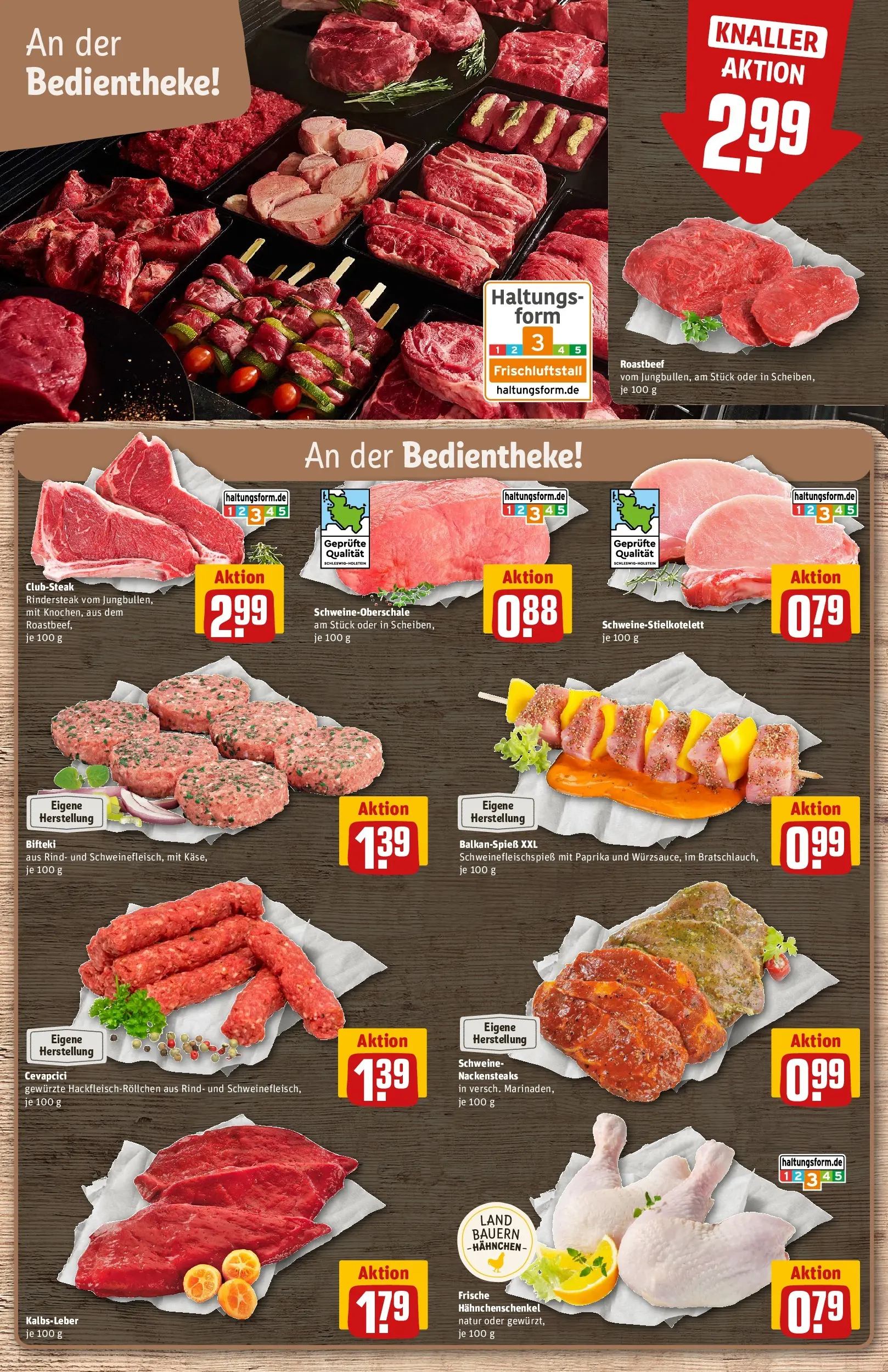 REWE Prospekt ab 13.07.2026 zum Blättern » Angebote | Seite: 8 | Produkte: Nackensteaks, Cevapcici, Kalbsleber, Paprika