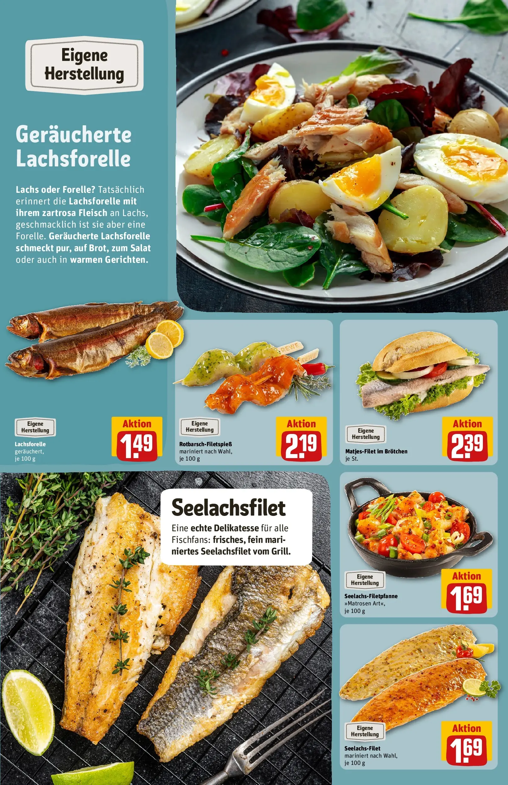 REWE Prospekt ab 13.07.2026 zum Blättern » Angebote | Seite: 12 | Produkte: Lachs, Fleisch, Salat