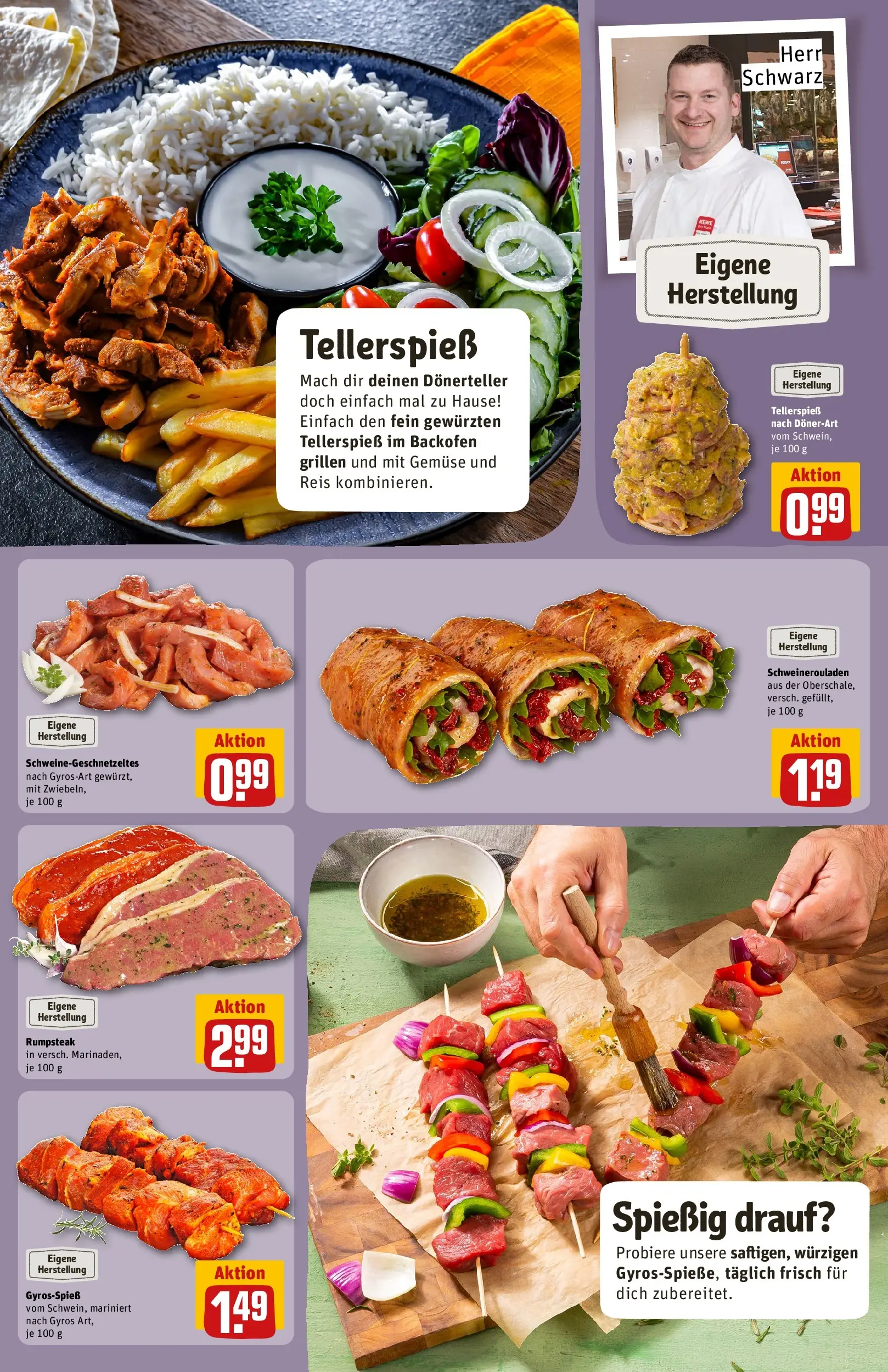 REWE Prospekt ab 13.07.2026 zum Blättern » Angebote | Seite: 13 | Produkte: Rumpsteak, Gyros, Gemüse, Backofen