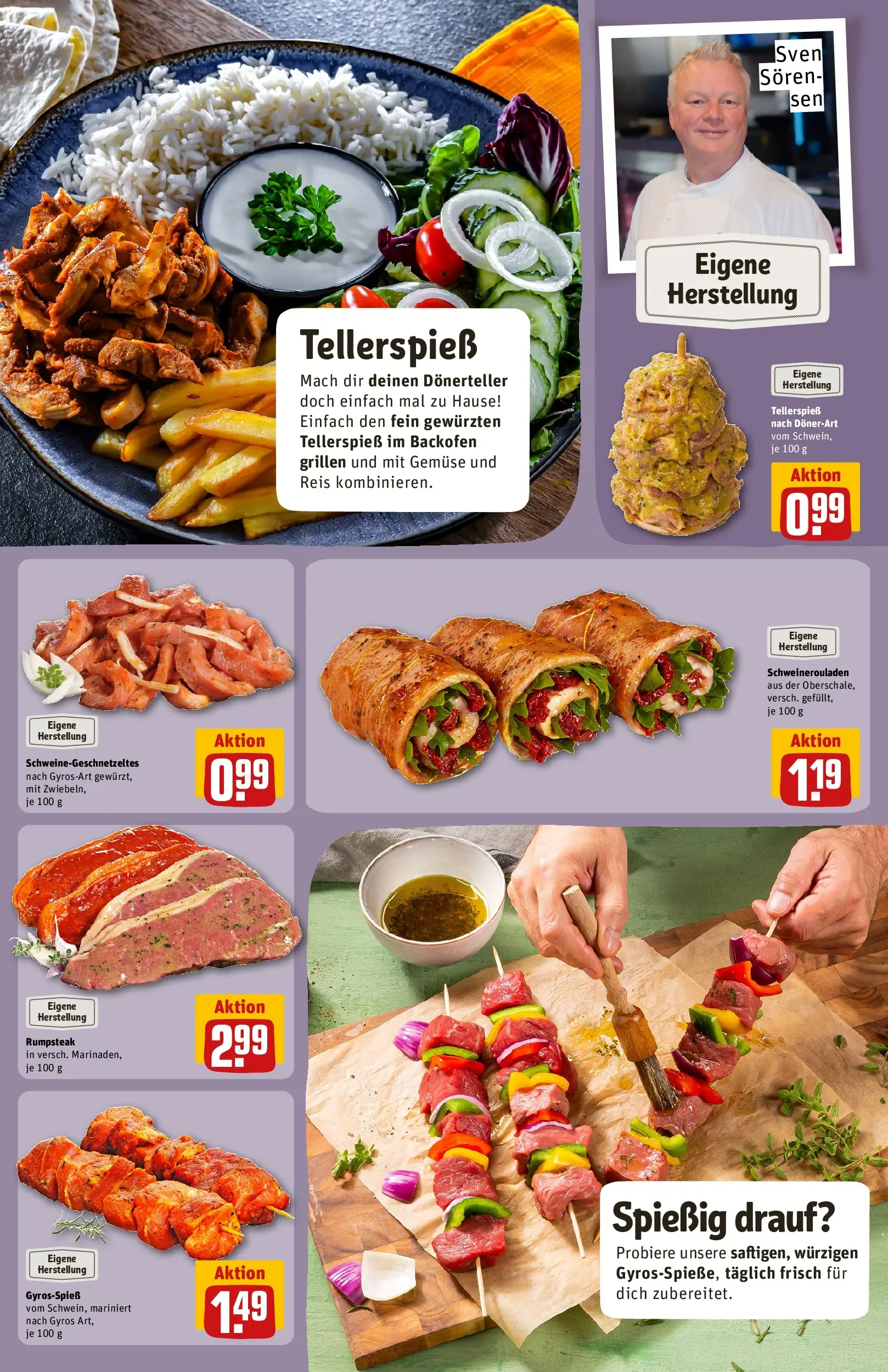 REWE Prospekt ab 13.07.2026 zum Blättern » Angebote | Seite: 13 | Produkte: Rumpsteak, Gyros, Gemüse, Reis