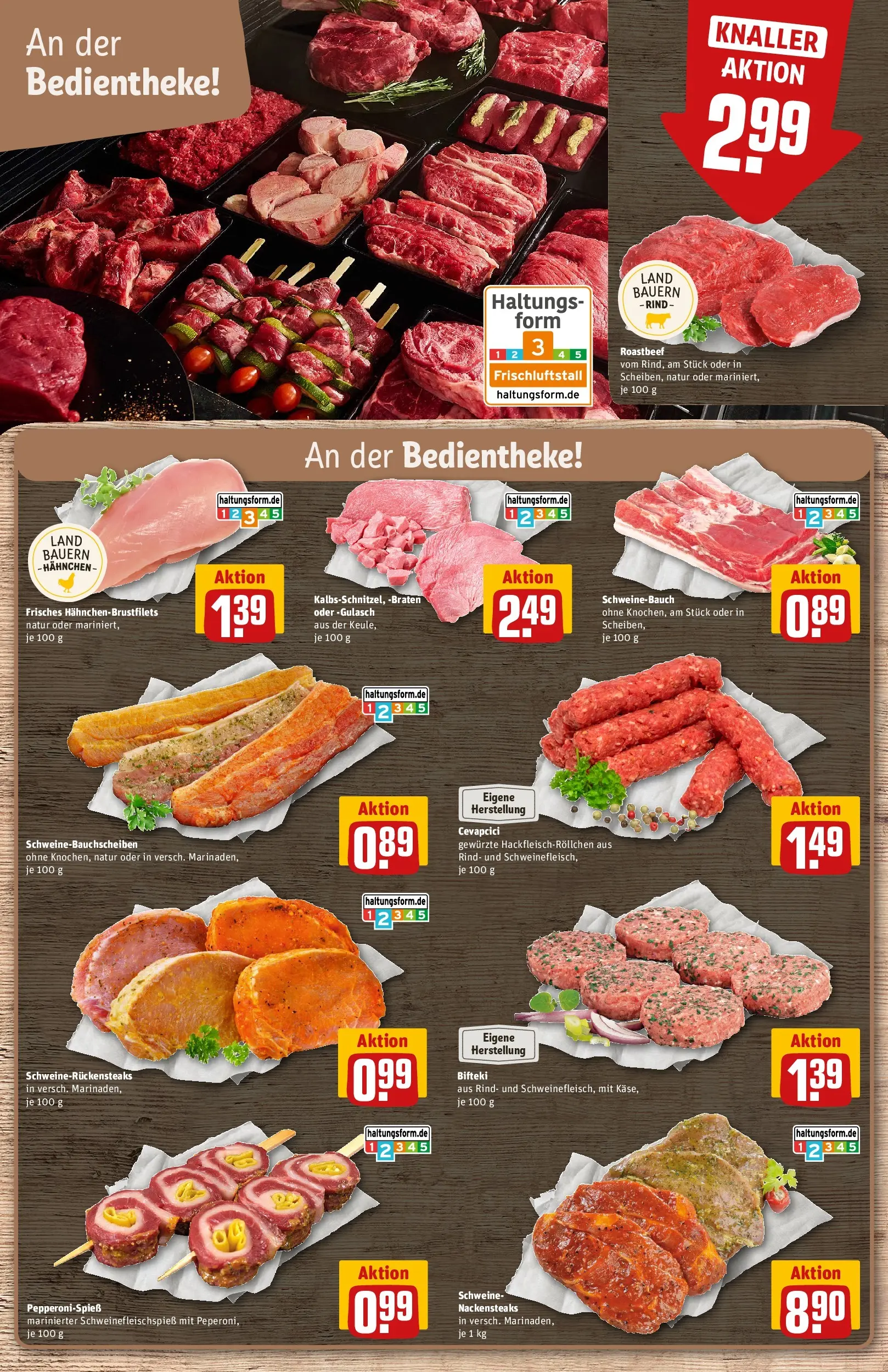 REWE Prospekt ab 13.07.2026 zum Blättern » Angebote | Seite: 8 | Produkte: Nackensteaks, Hahnchen, Cevapcici, Gulasch