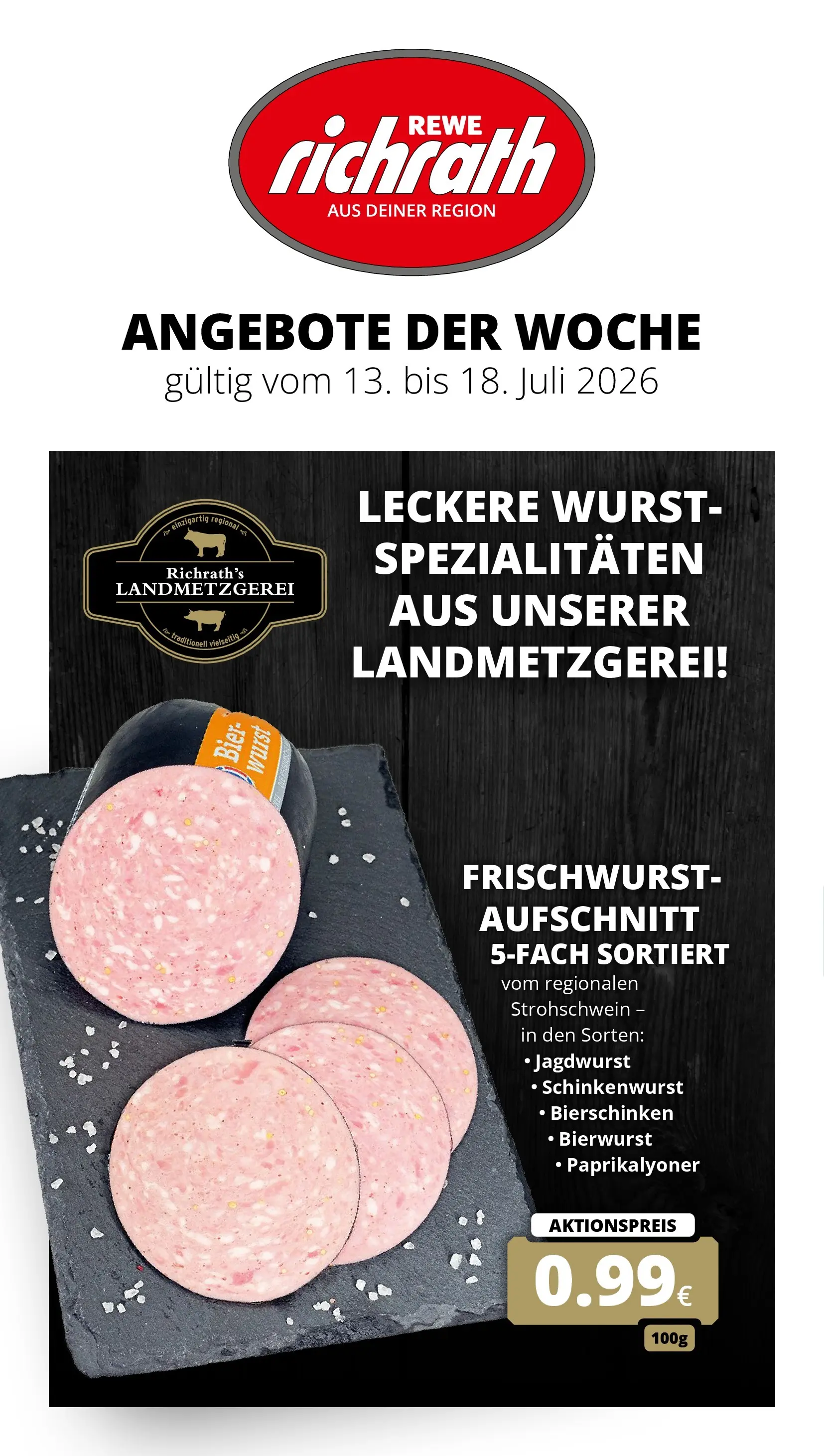 REWE Prospekt ab 13.07.2026 zum Blättern » Angebote | Seite: 1 | Produkte: Bier, Wurst