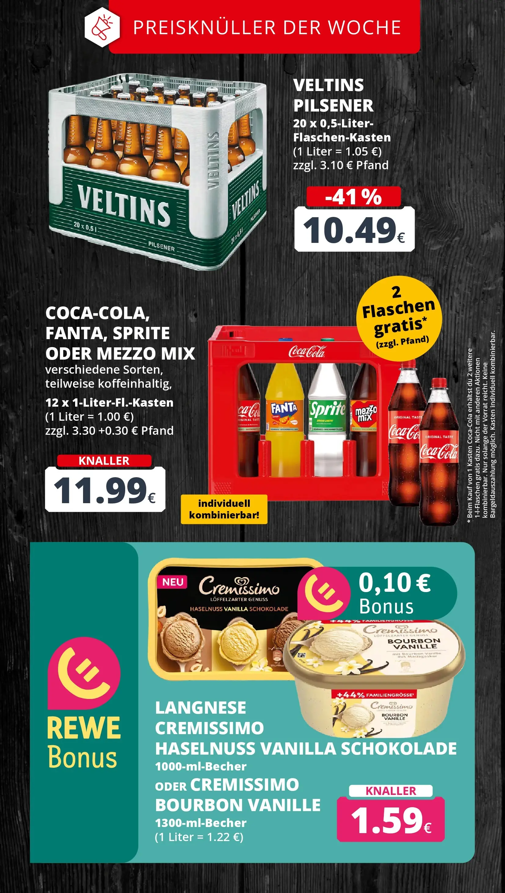 REWE Prospekt ab 13.07.2026 zum Blättern » Angebote | Seite: 3 | Produkte: Langnese, Coca cola, Cola, Oder mezzo mix