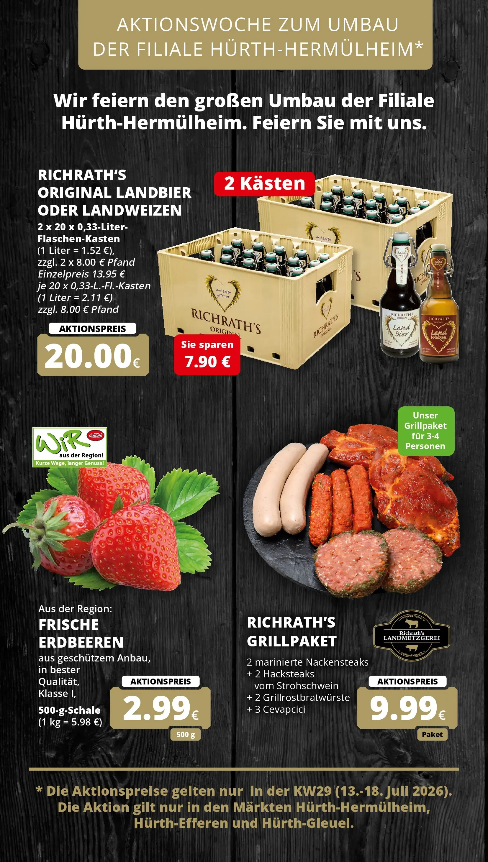 REWE Prospekt ab 13.07.2026 zum Blättern » Angebote | Seite: 9 | Produkte: Nackensteaks, Bier, Cevapcici, Hut