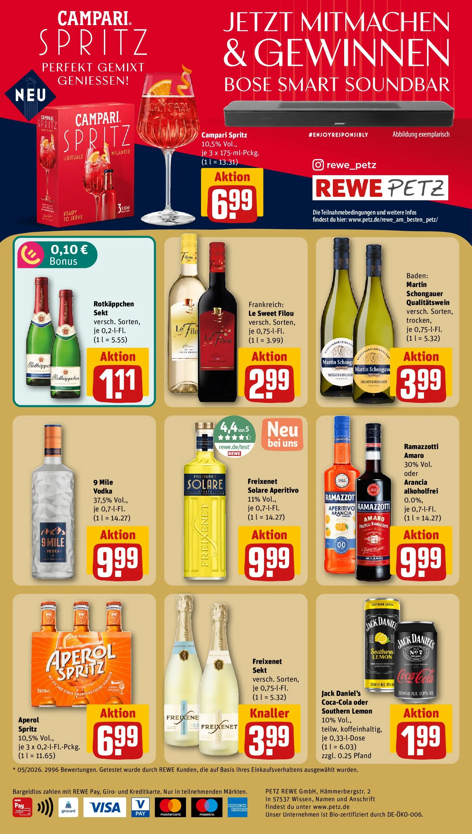 REWE Prospekt ab 13.07.2026 zum Blättern » Angebote | Seite: 28 | Produkte: Sekt, Jack Daniel's, Soundbar, Rotkäppchen