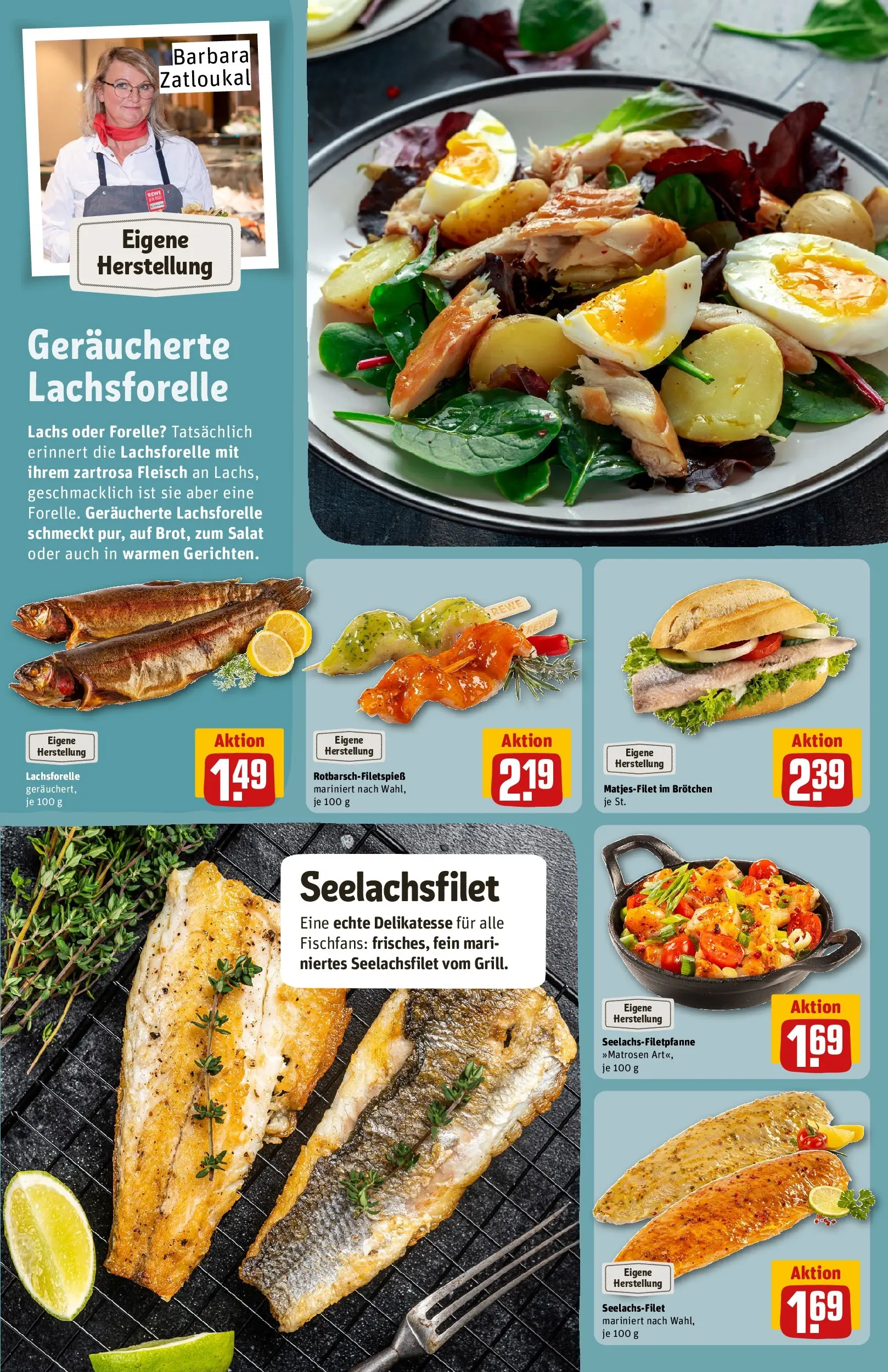 REWE Prospekt ab 13.07.2026 zum Blättern » Angebote | Seite: 12 | Produkte: Lachs, Fleisch, Salat